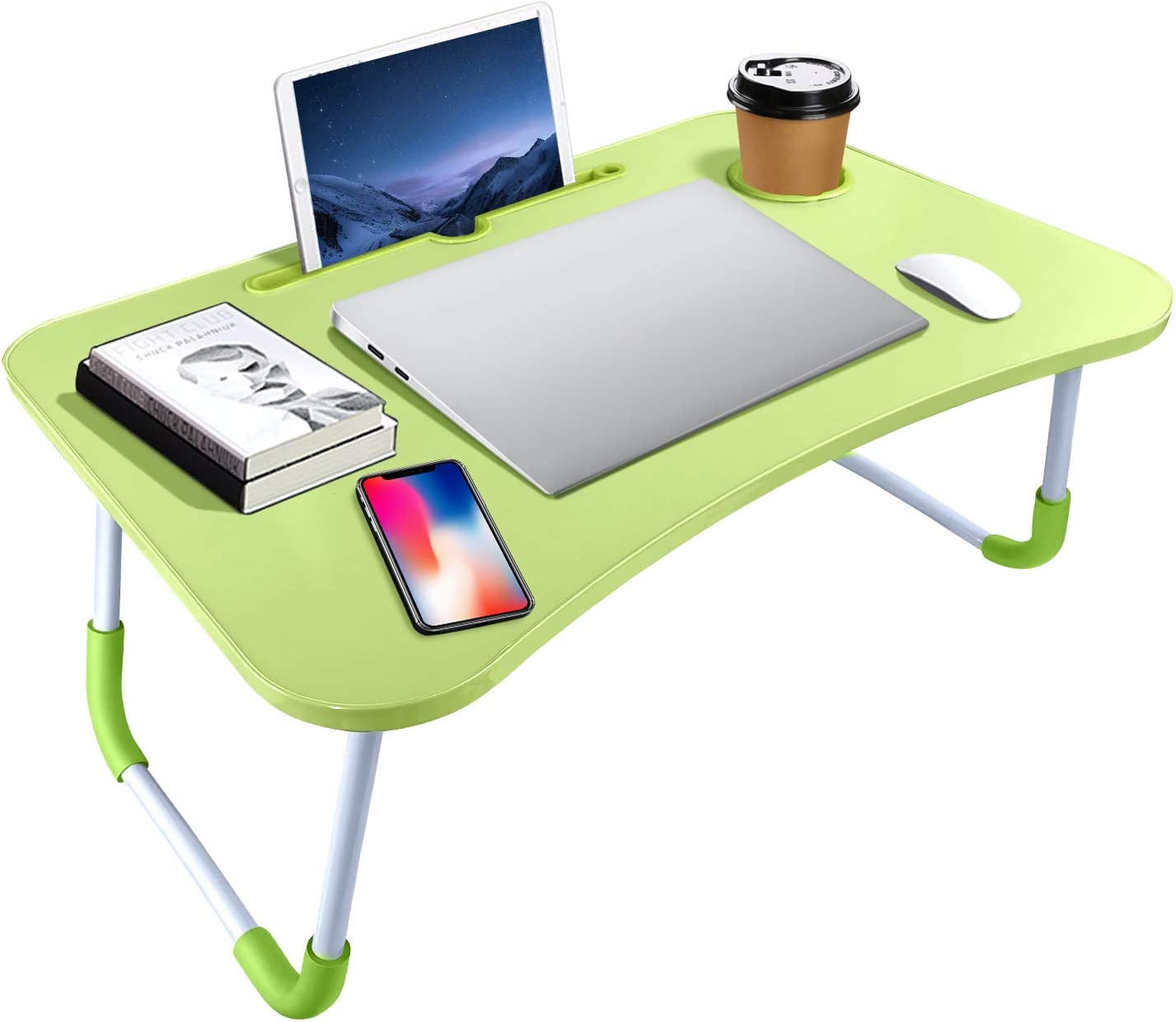 Portable Laptop Bed Table, Fordable Lap Desk with Cup Slot Notebook Stand Breakfast Bed Trays for Eating