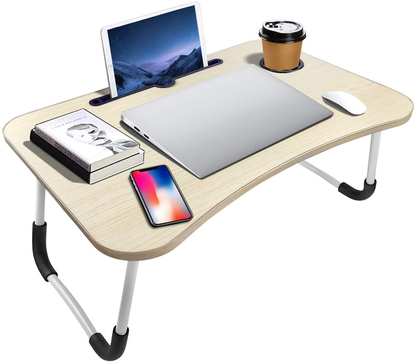 Portable Laptop Bed Table, Fordable Lap Desk with Cup Slot Notebook Stand Breakfast Bed Trays for Eating