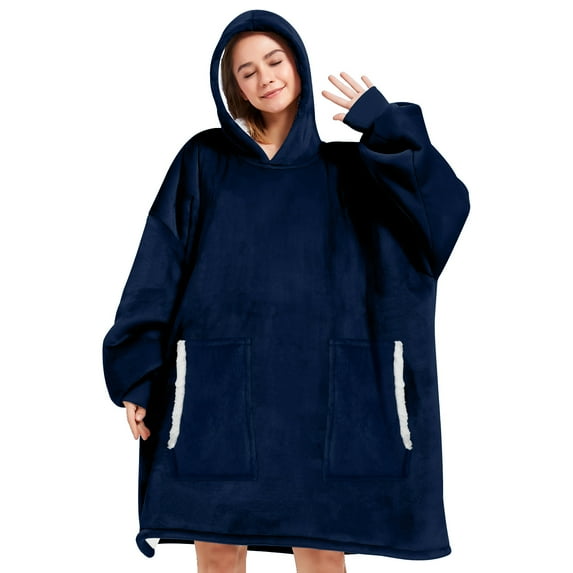Livhil Wearable Blanket Hoodie, Oversized Sherpa Blanket Hoodie Sweatshirt