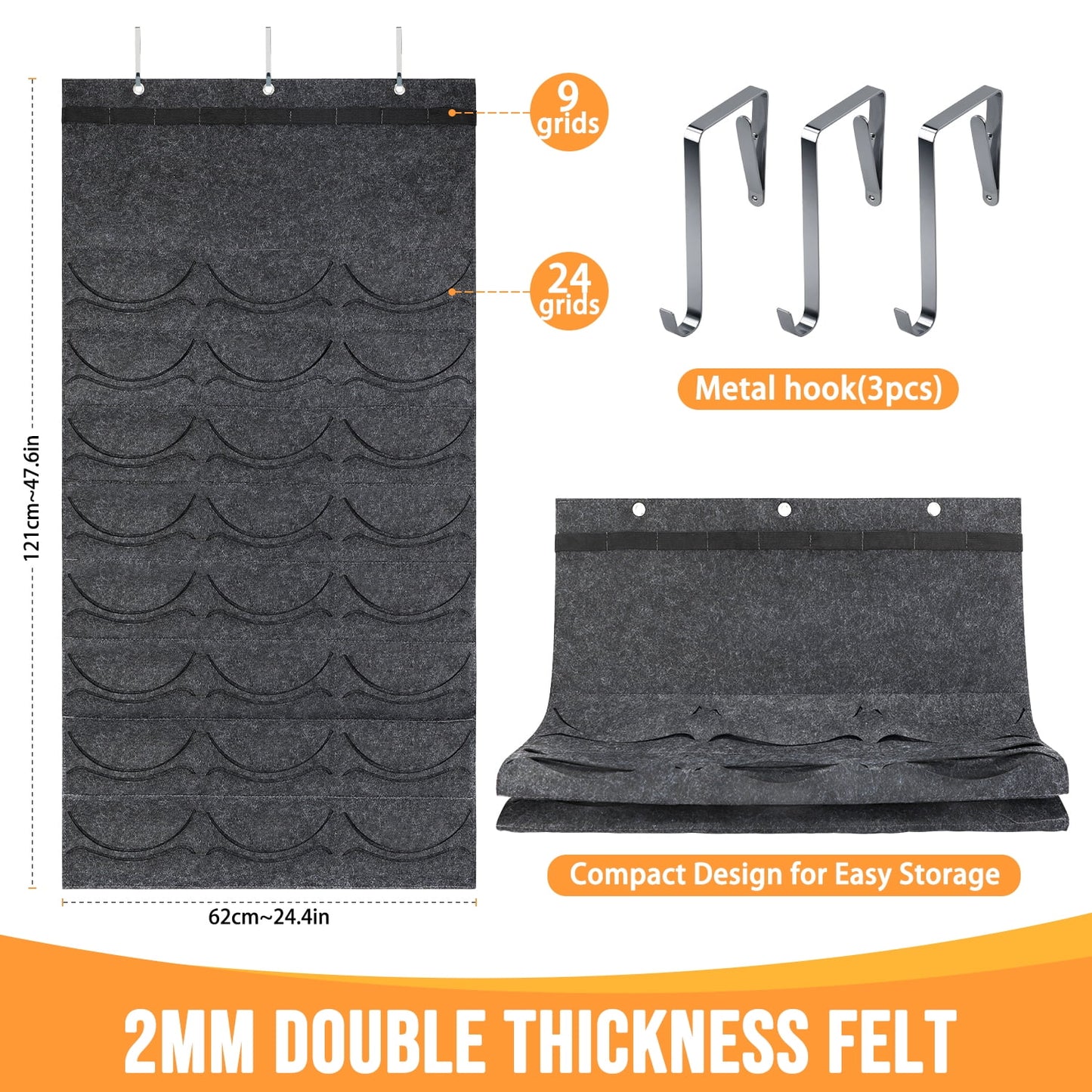 Livhil Over The Door Hat Organizer, Hat Storage for Baseball Cap with 24 Pockets, Visible Hat Holder for Hanging and Display Ball Cap Sunglass