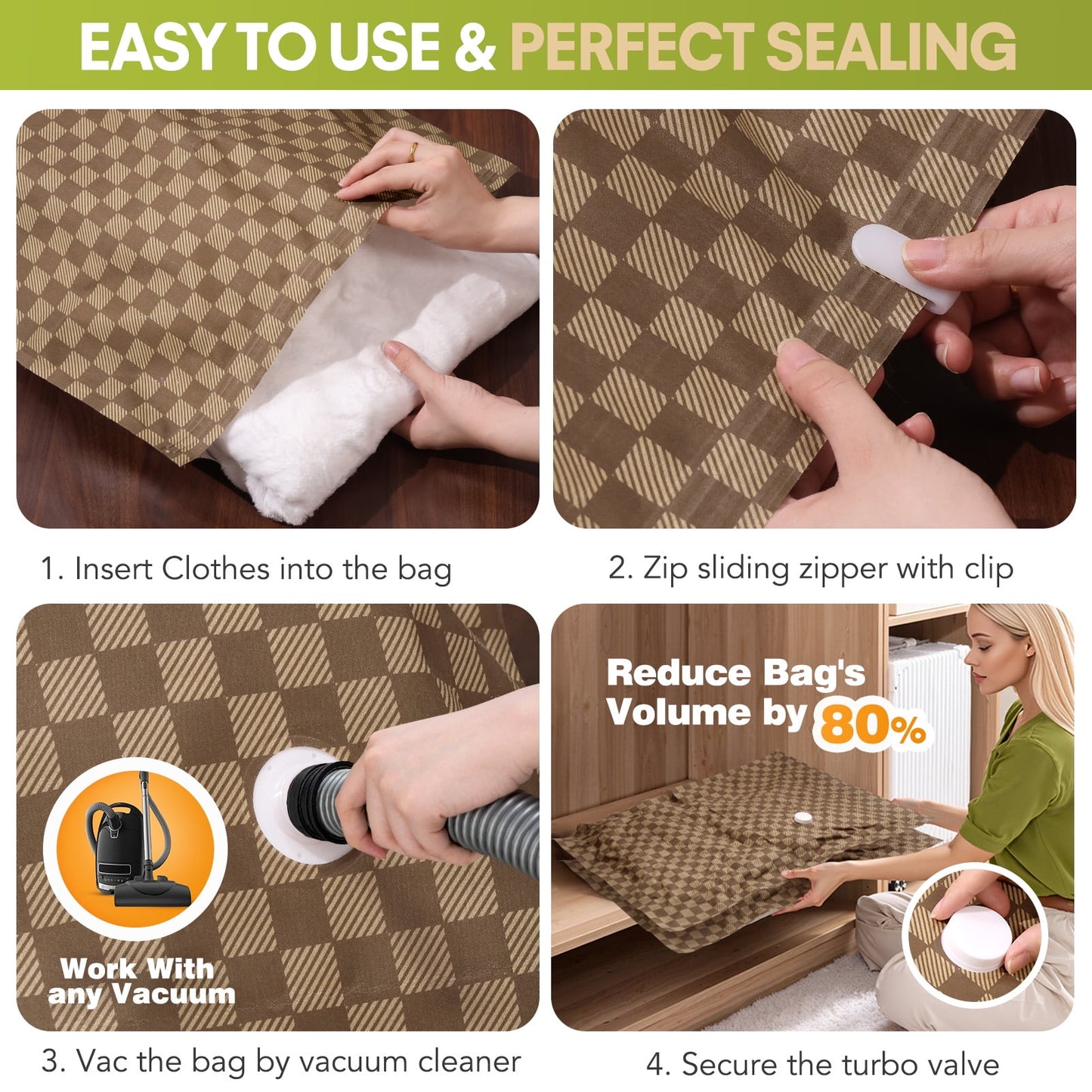 Livhil 6 Pcs Oxford Cloth Vacuum Storage Bags,Space Saver Seal Bags for Clothes,with Hand Pump