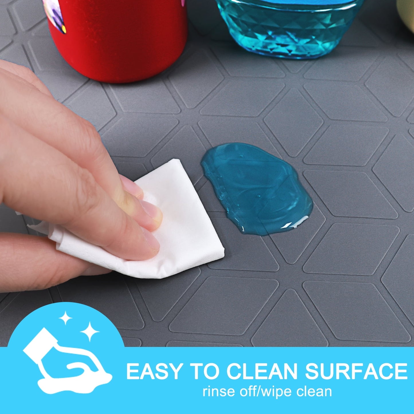 Livhil Under Sink Mat for Kitchen Waterproof, 34"x 22" Silicone Sink Mat Cabinet Liner for Bathroom Under Sink Mat with Raised Edge