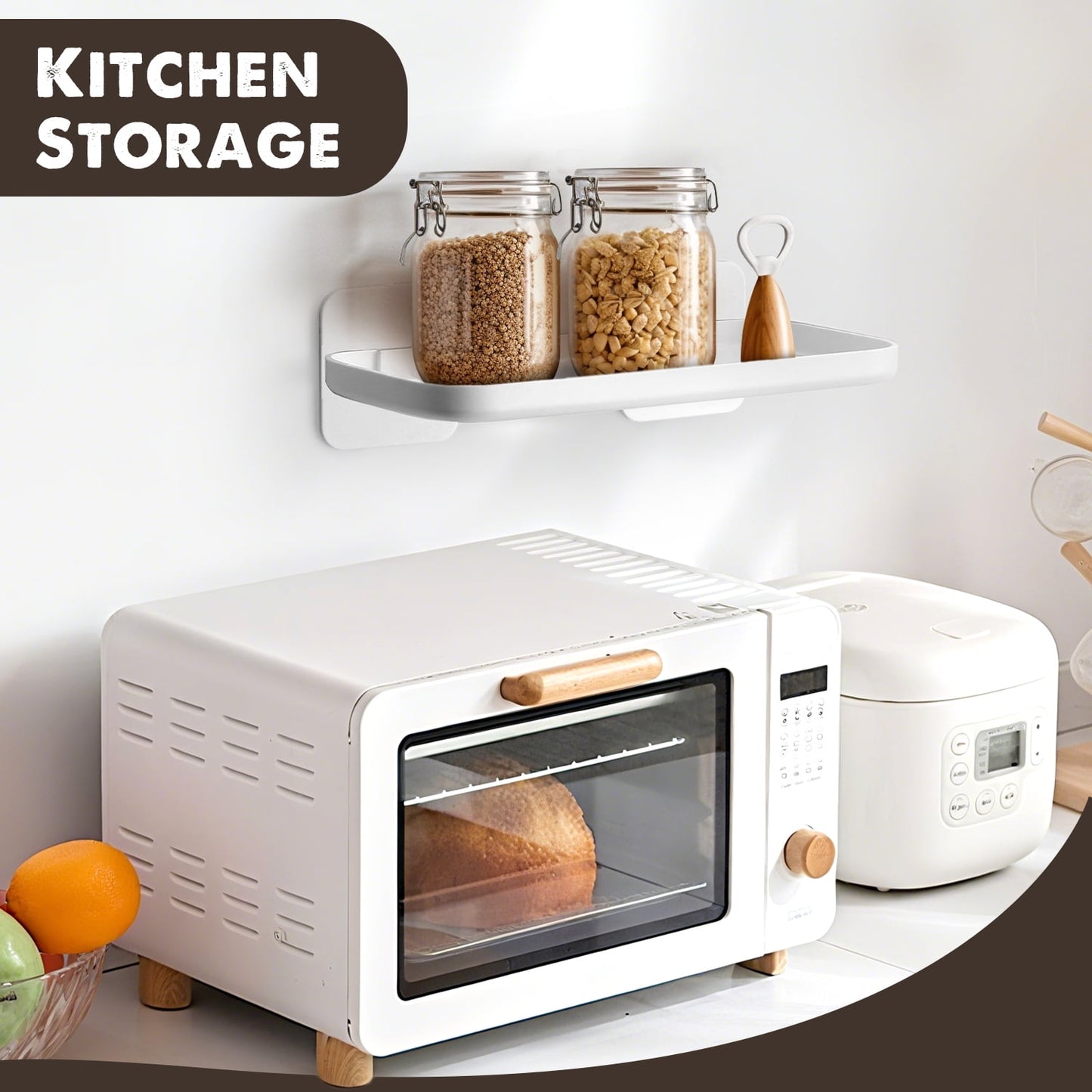 Livhil Adhesive Shower Caddy, Plastic No-Drill Bathroom Caddy, Bathroom organizer for Shower Kitchen