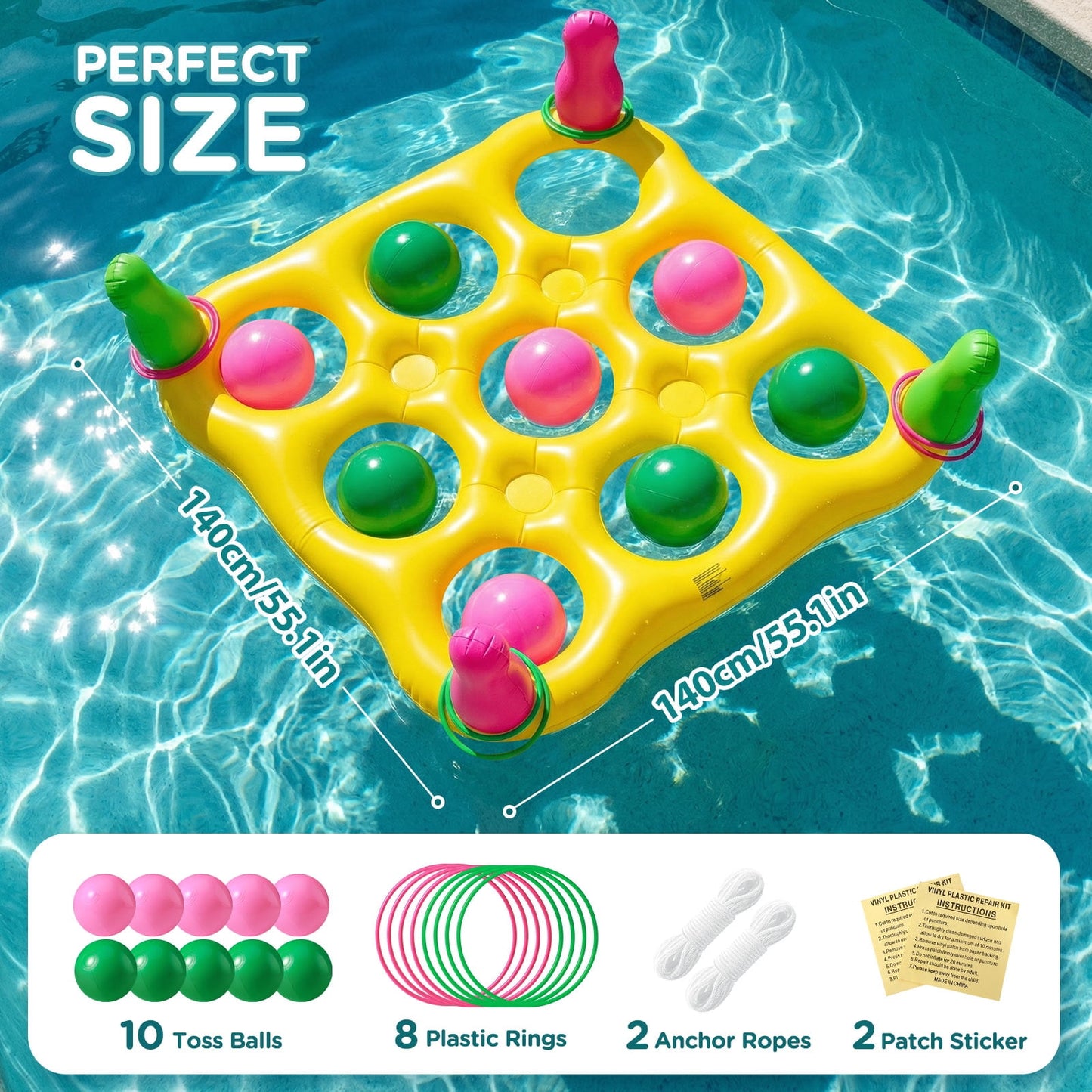 Livhil Pool Games Inflatable Pool Toys Tic Tac Toe Game