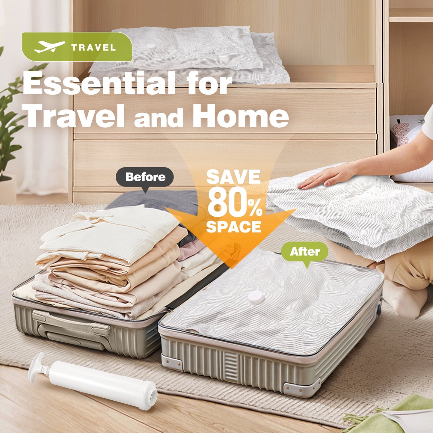 Livhil 6 Pcs Oxford Cloth Vacuum Storage Bags,Space Saver Seal Bags for Clothes,with Hand Pump