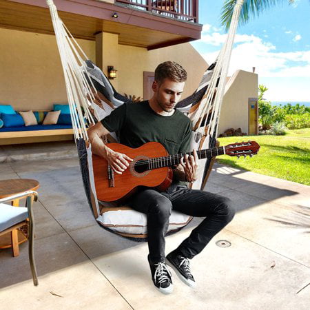 Hammock Chair Hanging Rope Hammock Swing Chair, Max 300 lbs Portable Hanging Hammock Chair