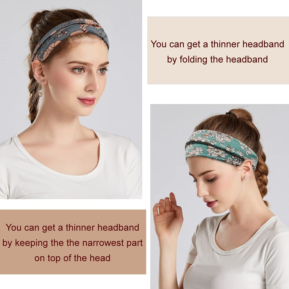 Livhil 6pcs Boho Headbands for Women, Sweat-absorbing Fashionable Hair Band, Wide Headband for Daily, Yoga Use