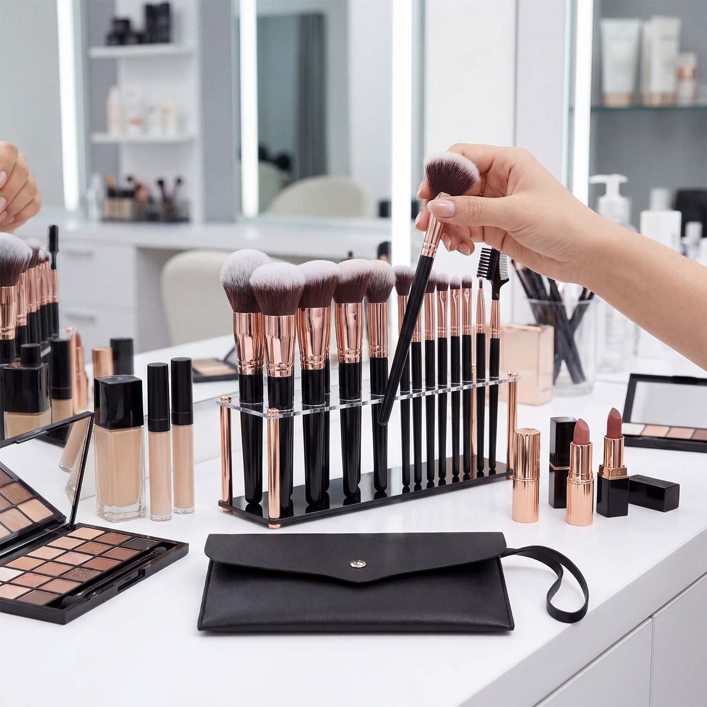 Livhil 15pcs Makeup Brushes Set Professional, Premium Makeup Brushes Kit Set, Eyeshadow Brushes with PU Leather Pouch