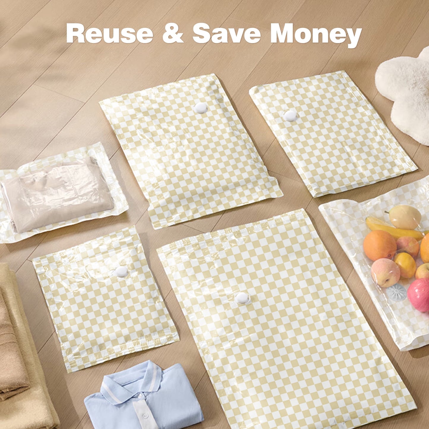 Livhil Vacuum Storage Bags, Home Essentials Space Saver Vacuum Bags Compression, Hand Pump Included