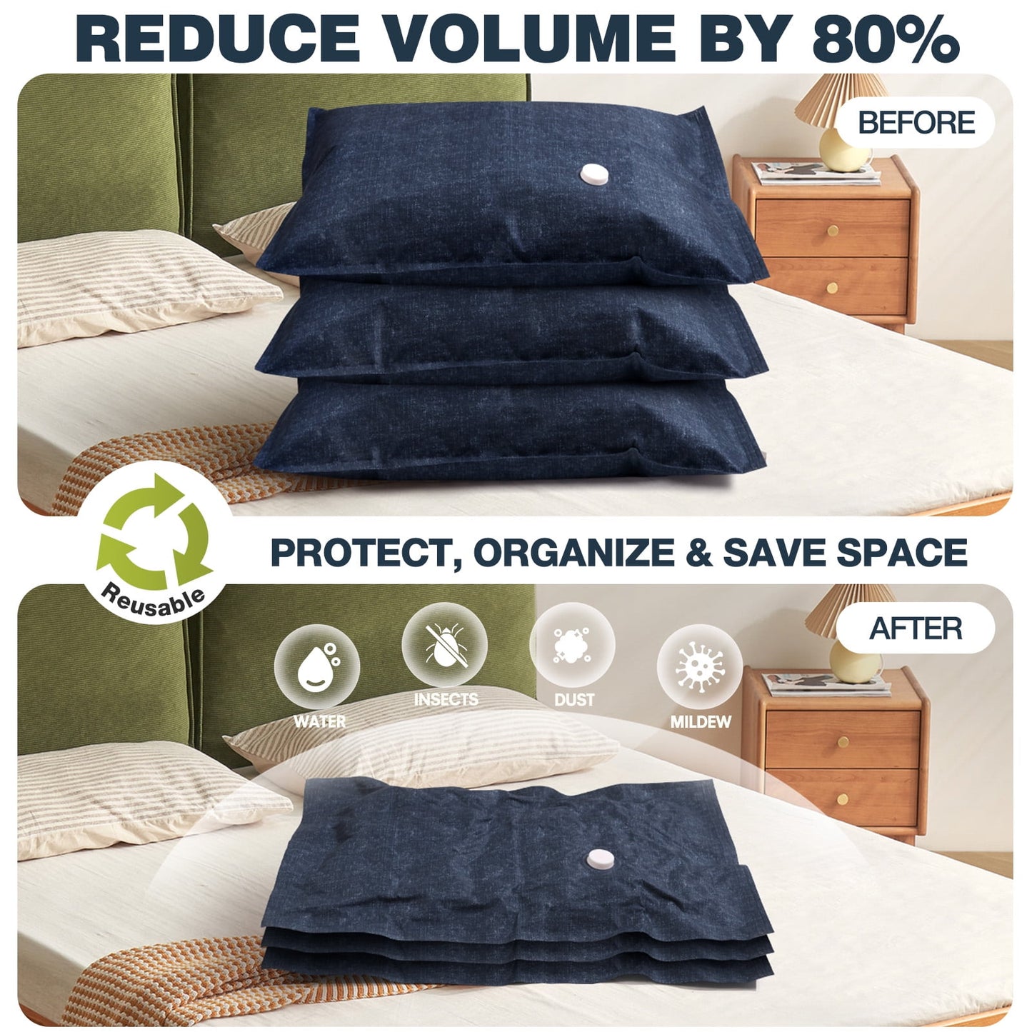 Livhil 6 Pcs Oxford Cloth Vacuum Storage Bags,Space Saver Seal Bags for Clothes,with Hand Pump