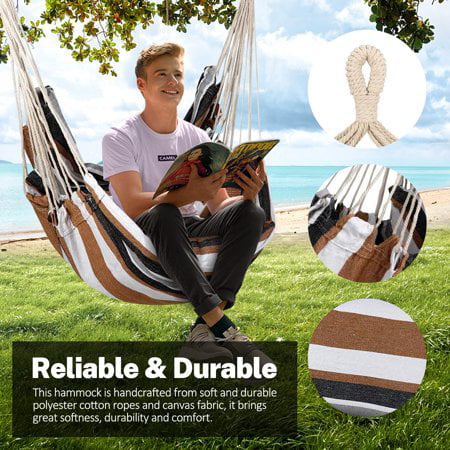 Hammock Chair Hanging Rope Hammock Swing Chair, Max 300 lbs Portable Hanging Hammock Chair