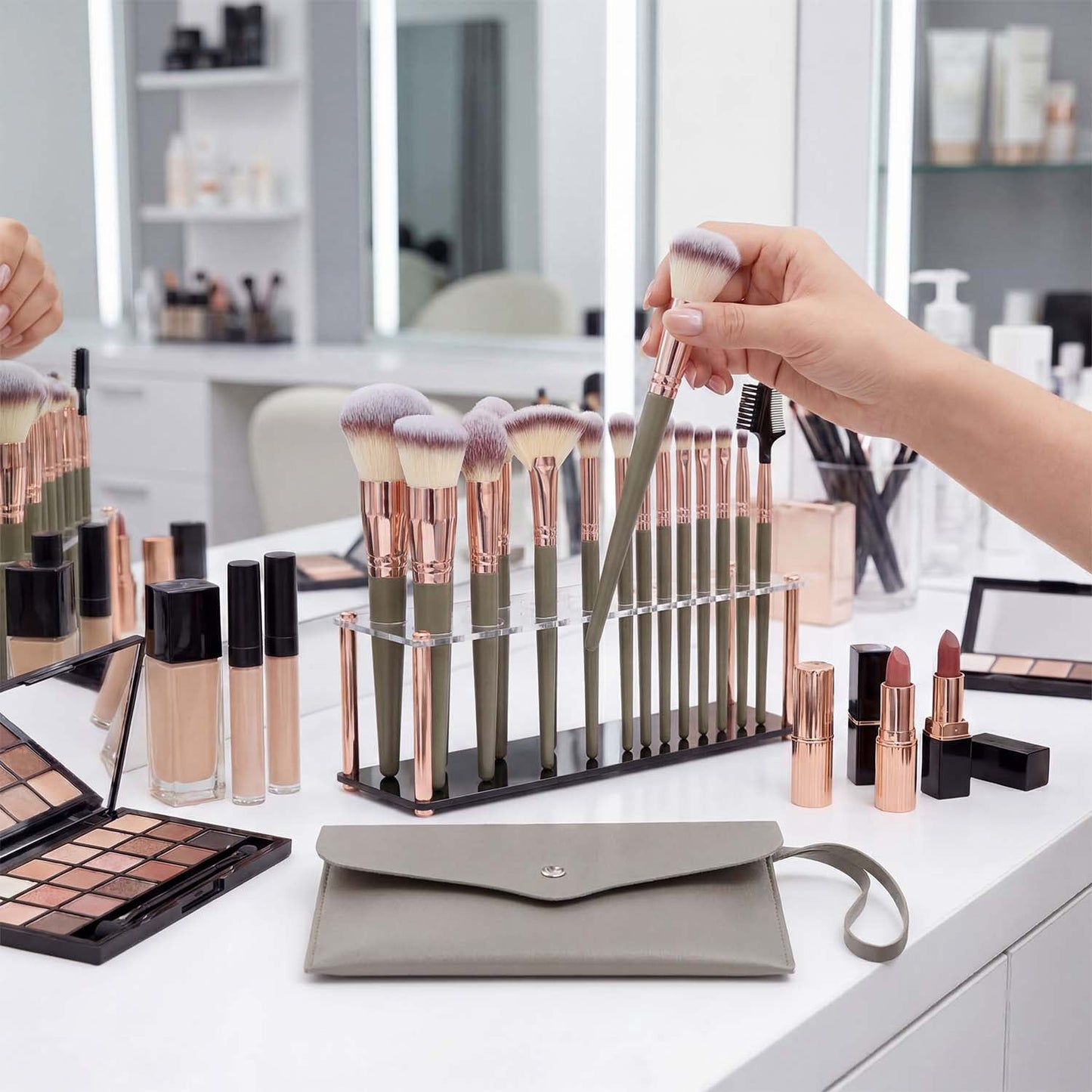 Livhil 15pcs Makeup Brushes Set Professional, Premium Makeup Brushes Kit Set, Eyeshadow Brushes with PU Leather Pouch