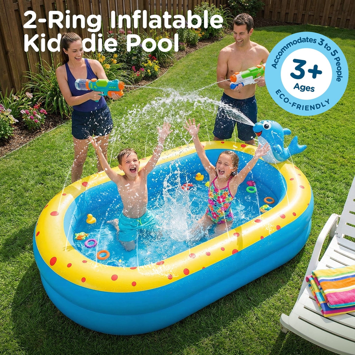 Livhil Inflatable Swimming Pool for Kids with Sprinkler, Kiddie pools 67x41x32in Family Size Backyard Summer Water Play