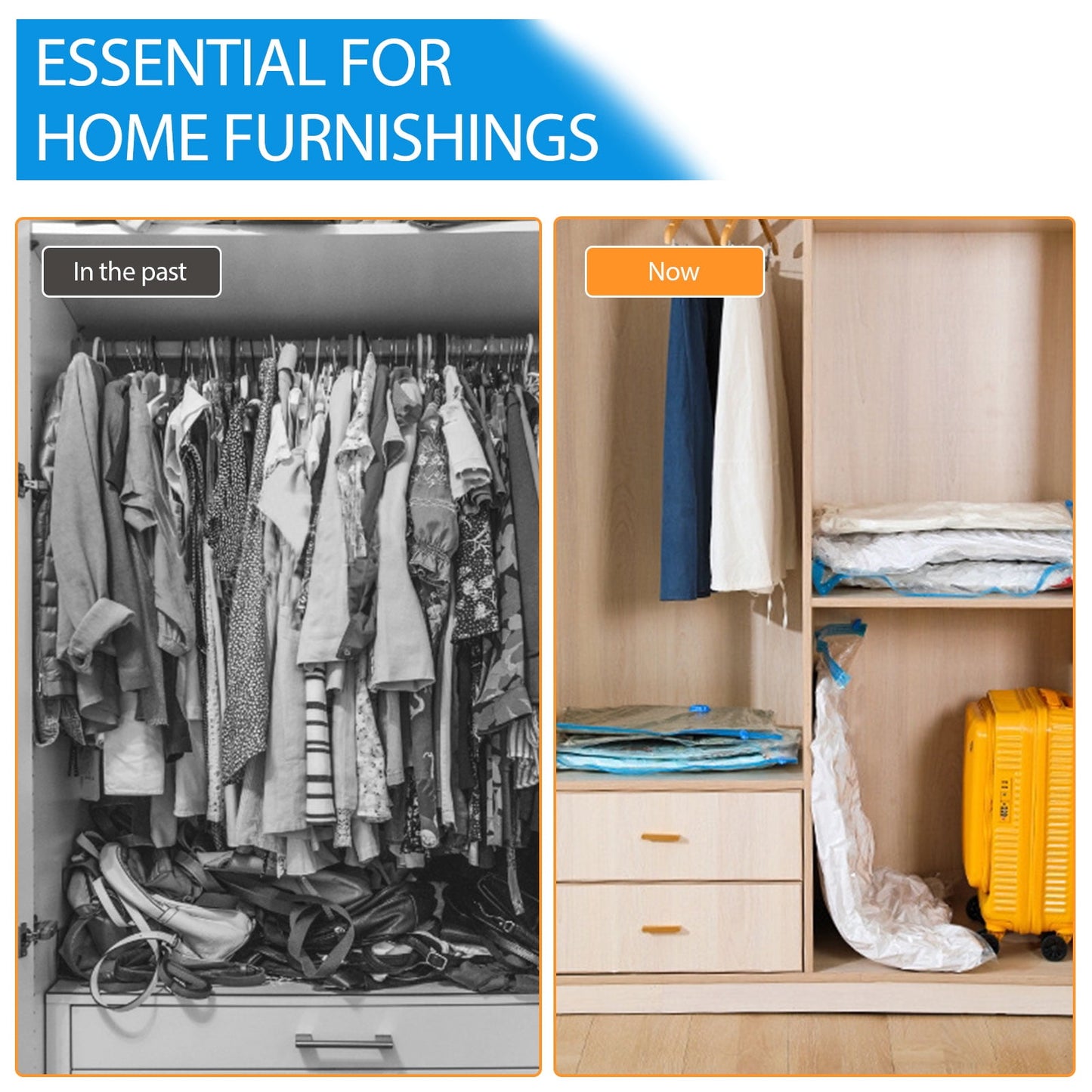 Livhil 6 Combo Vacuum Storage Bags with Pump, Jumbo Large Medium Space Saver Vacuum Seal Bags for Clothing Travel