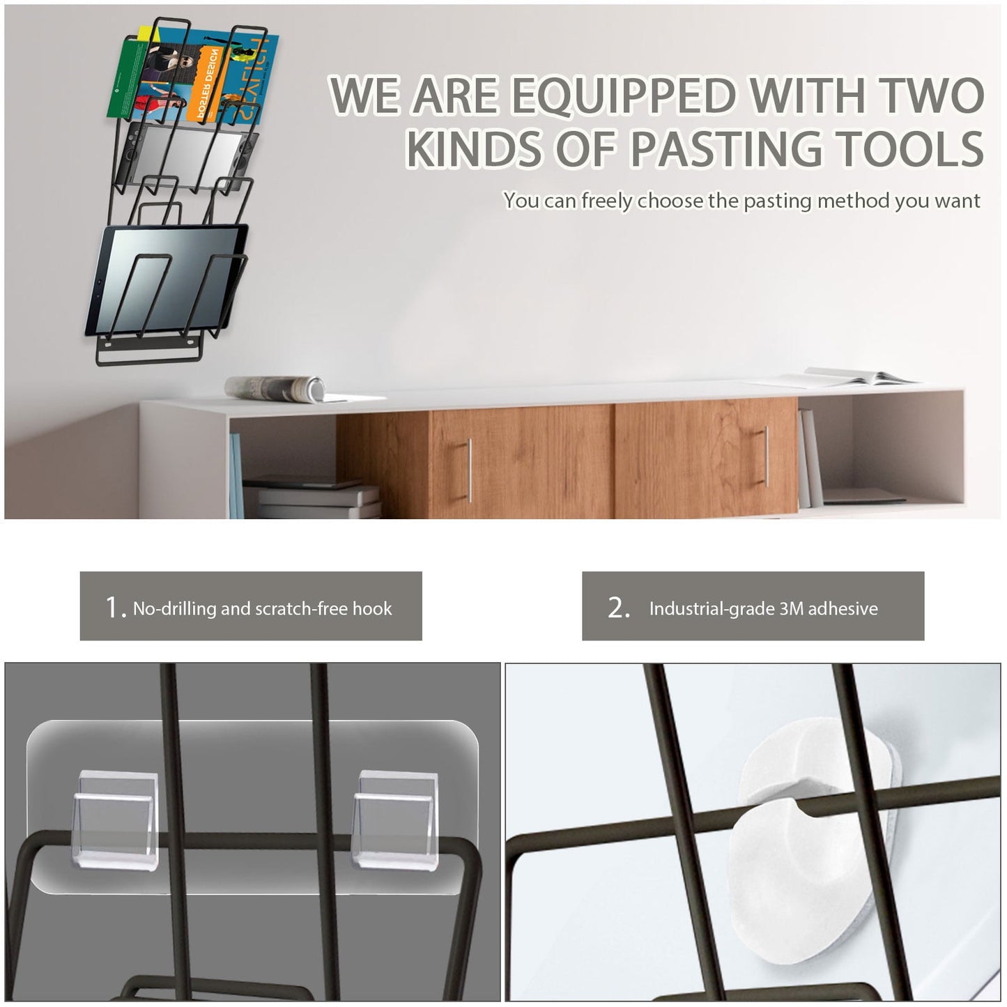 Livhil Device Organizer, Tablet Storage Rack Wall Mount, 4-Tier Tablet Organizer for iPad, Laptop, Gaming Console