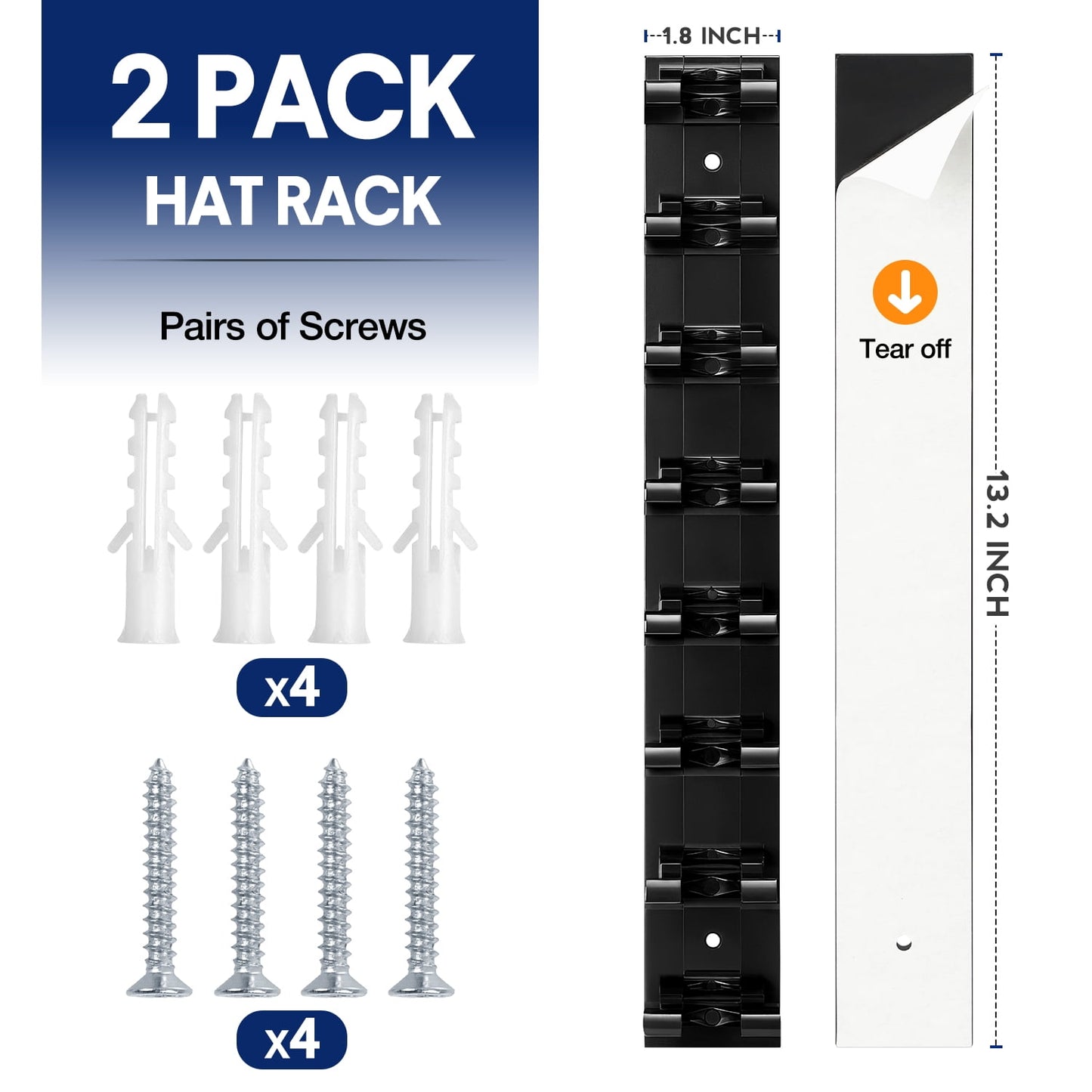 Livhil 2 Pack Hat Rack for Baseball Caps, Adhesive Hat Holder for Wall, Baseball Hat Storage Hold Up to 20 Hats