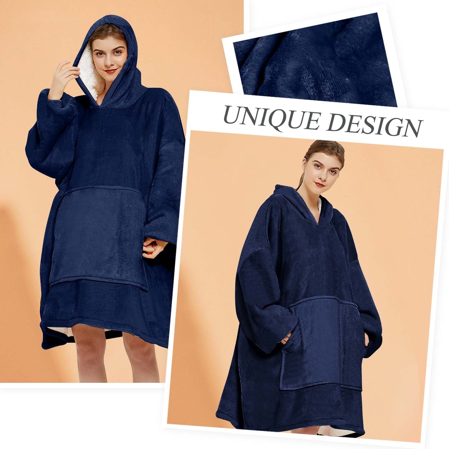 Livhil Wearable Blanket Hoodie, Oversized Sherpa Blanket Hoodie Sweatshirt