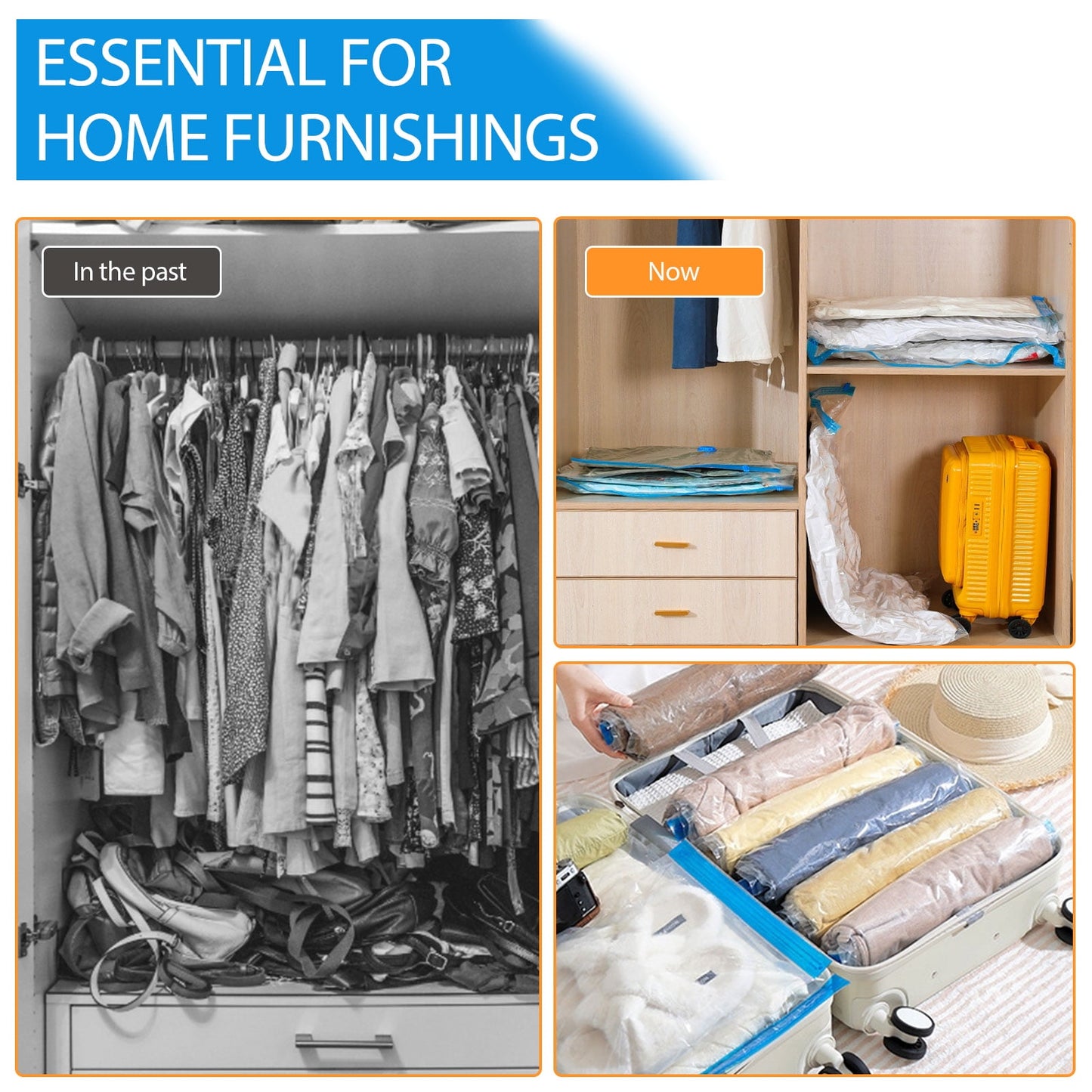 Livhil Vacuum Storage Bags, Home Essentials Space Saver Vacuum Bags Compression, Hand Pump Included