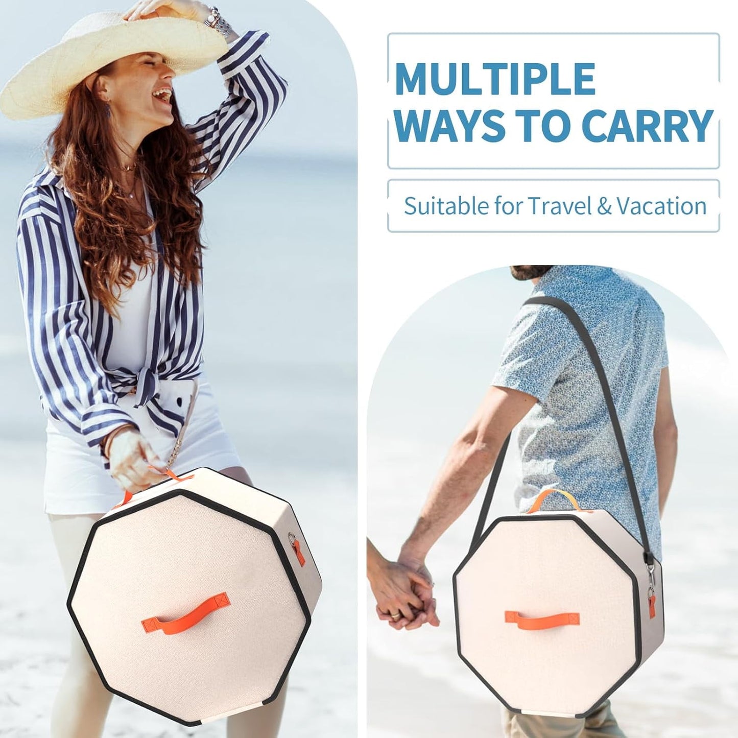 Livhil Hat Storage Box for Women & Men, Hat Boxes with 1 Door Hook Cowboy Hat Box for Travel