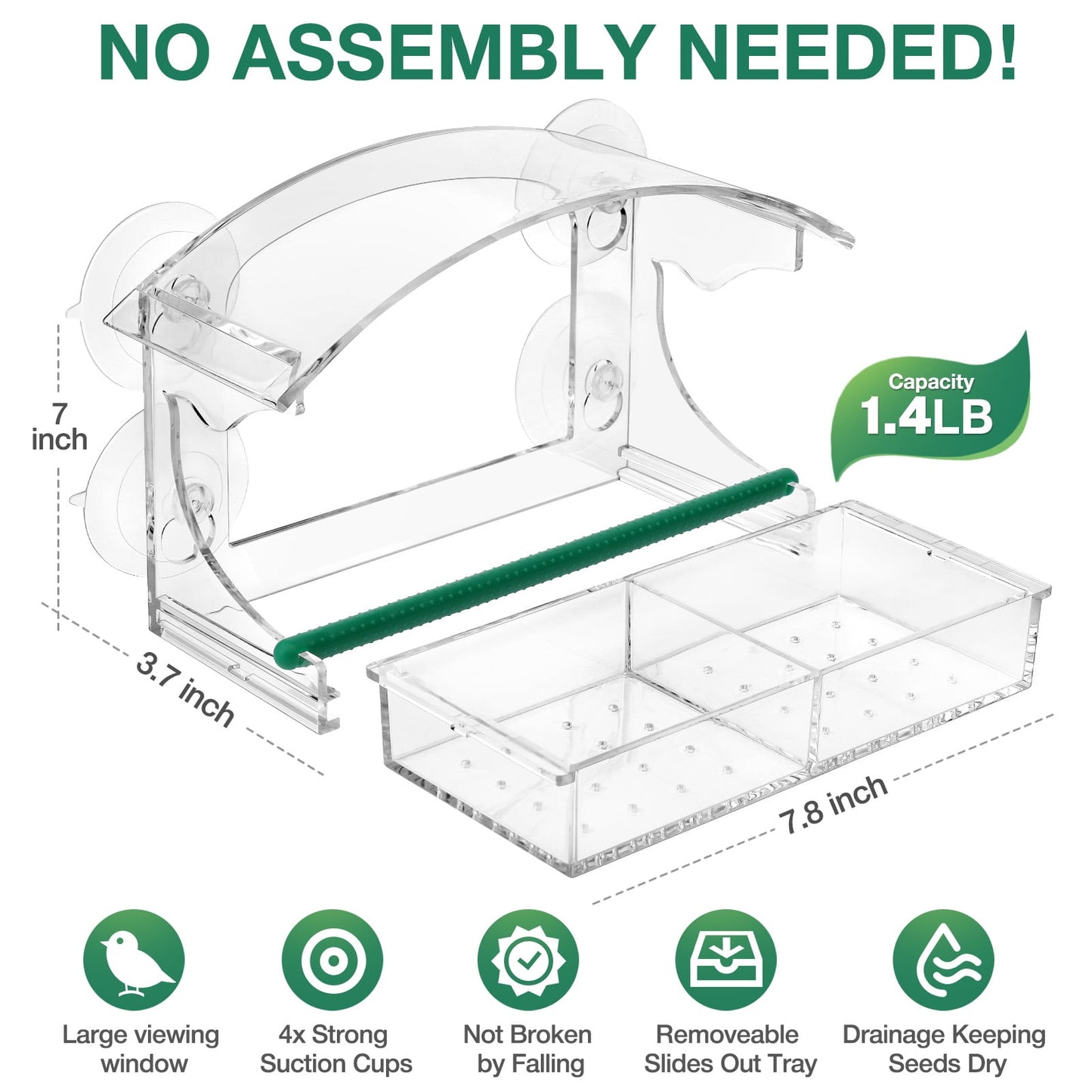 Livhil Window Bird Feeders with Strong Suction Cups, Outside Bird Window Feeder