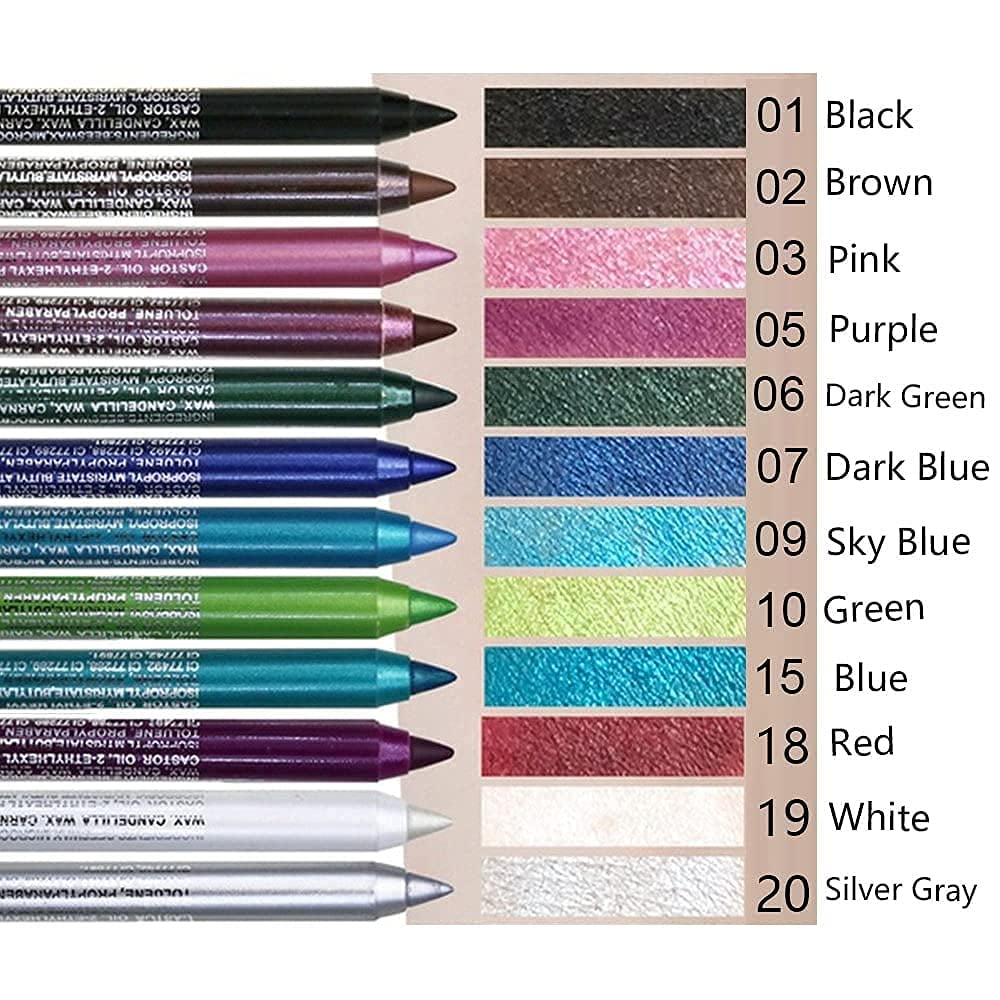 Livhil 12 Colorful Eyeliner Set, Waterproof Eyeliner Pencils in Colors for Women, Gel Eyeliner Pencil for Eye&Lip Liner Makeup