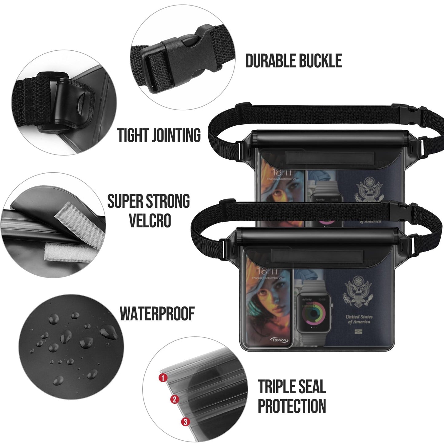 Livhil Waterproof Dry Bag and Waterproof Cell Phone Bag for Outdoor Water Sports Paddle