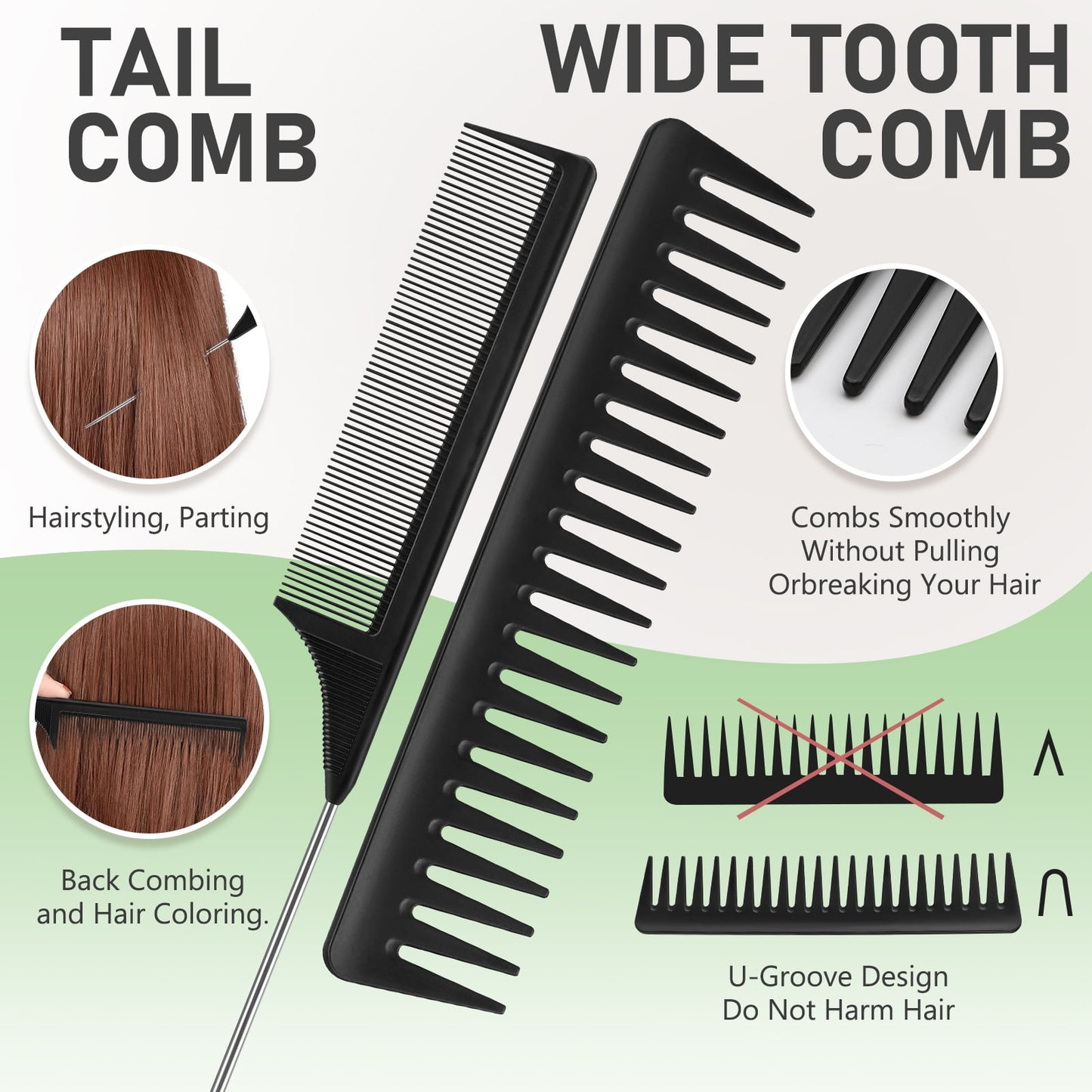 Livhil 4Pcs Paddle Hair Brush Set, Black Hair Brush for Women and Men, Detangling Brush for Curly Hair Long Thick, Hairbrush Great On Wet or Dry, No More Tangle