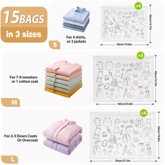 Livhil Vacuum Storage Bags with Electric Pump, Vacuum Seal Bags for Clothes, Travel Vacuum Bags with Pump, Reusable Shrink Bags, Square Grid