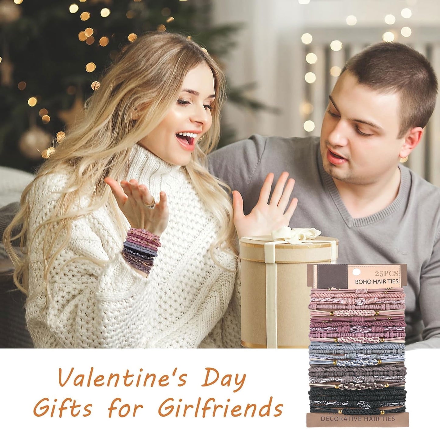 Livhil 25pcs Boho Hair Ties No Damage, Elastic Hair Bands for Women, Scrunchies for Ponytail Holders