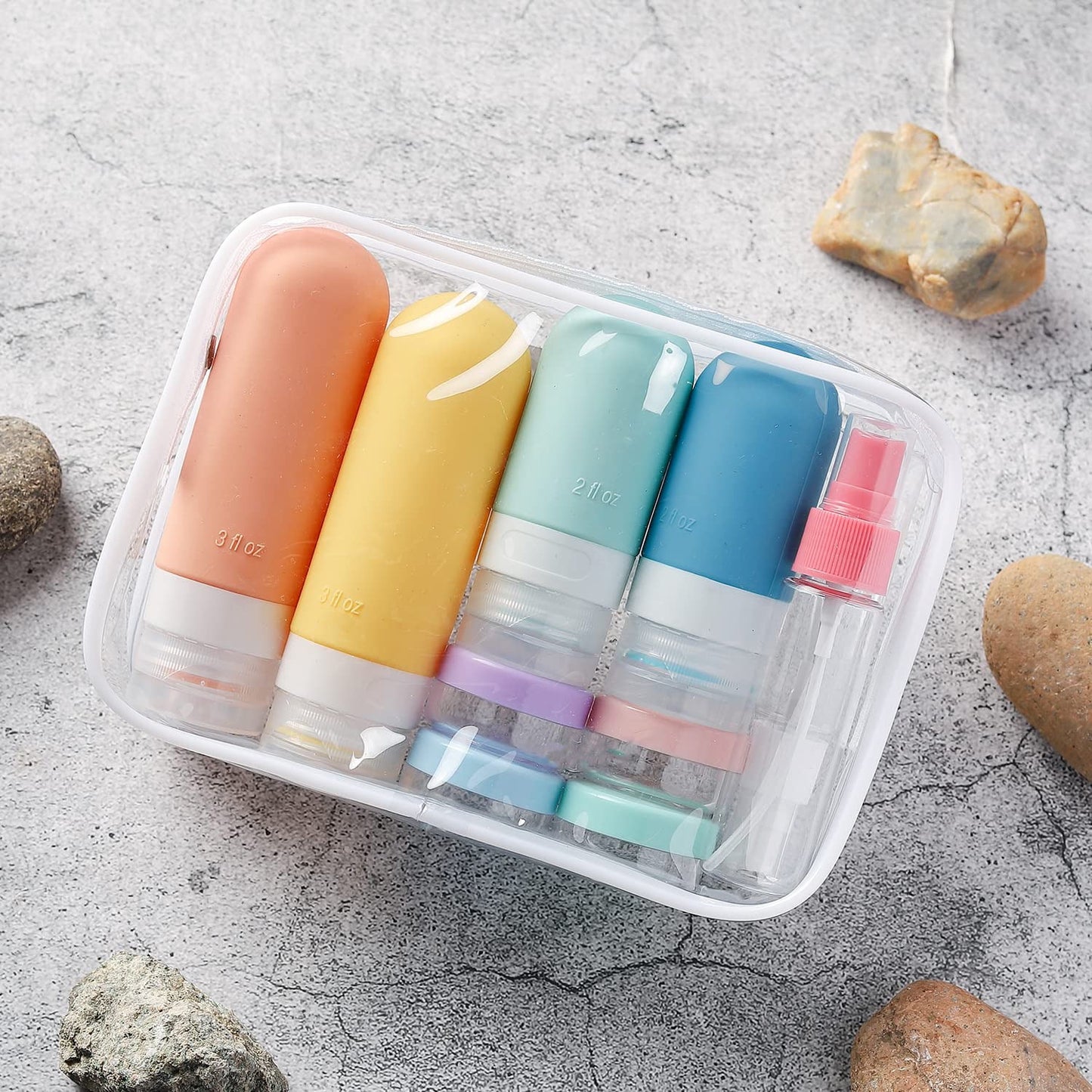 Livhil 16 Pcs Travel Bottles for Toiletries, Leak Proof Refillable Travel Containers, Travel Essentials Silicone Toiletry Bottles