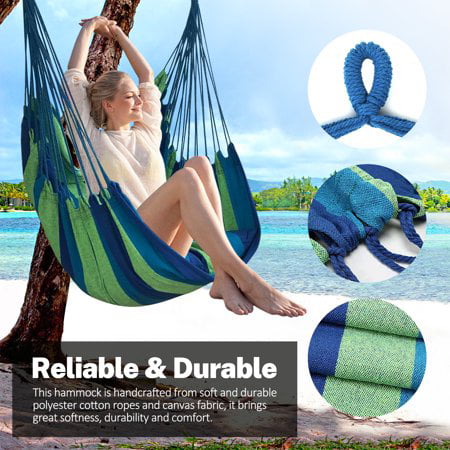 Hammock Chair Hanging Rope Hammock Swing Chair, Max 300 lbs Portable Hanging Hammock Chair