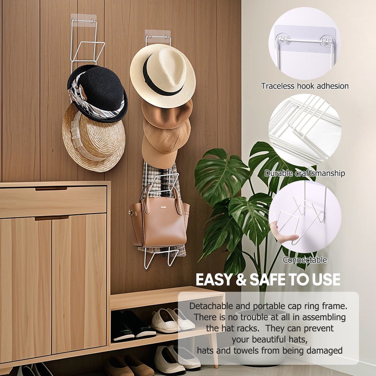 Livhil 12Pack Hat Holder Hat Hanger Hat Organizer Hat Rack for Wall, Door, Wig Holder