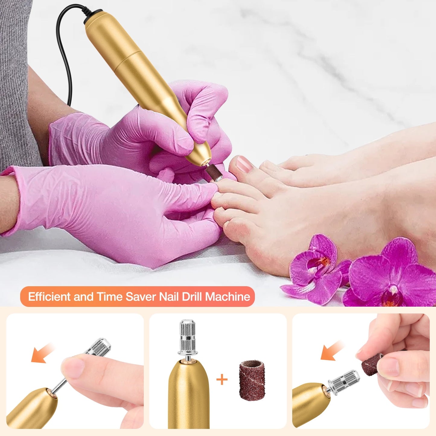 Livhil Electric Nail Drill Machine Nail File Portable Nail Tools with Nail Drill Bits Sanding Bands