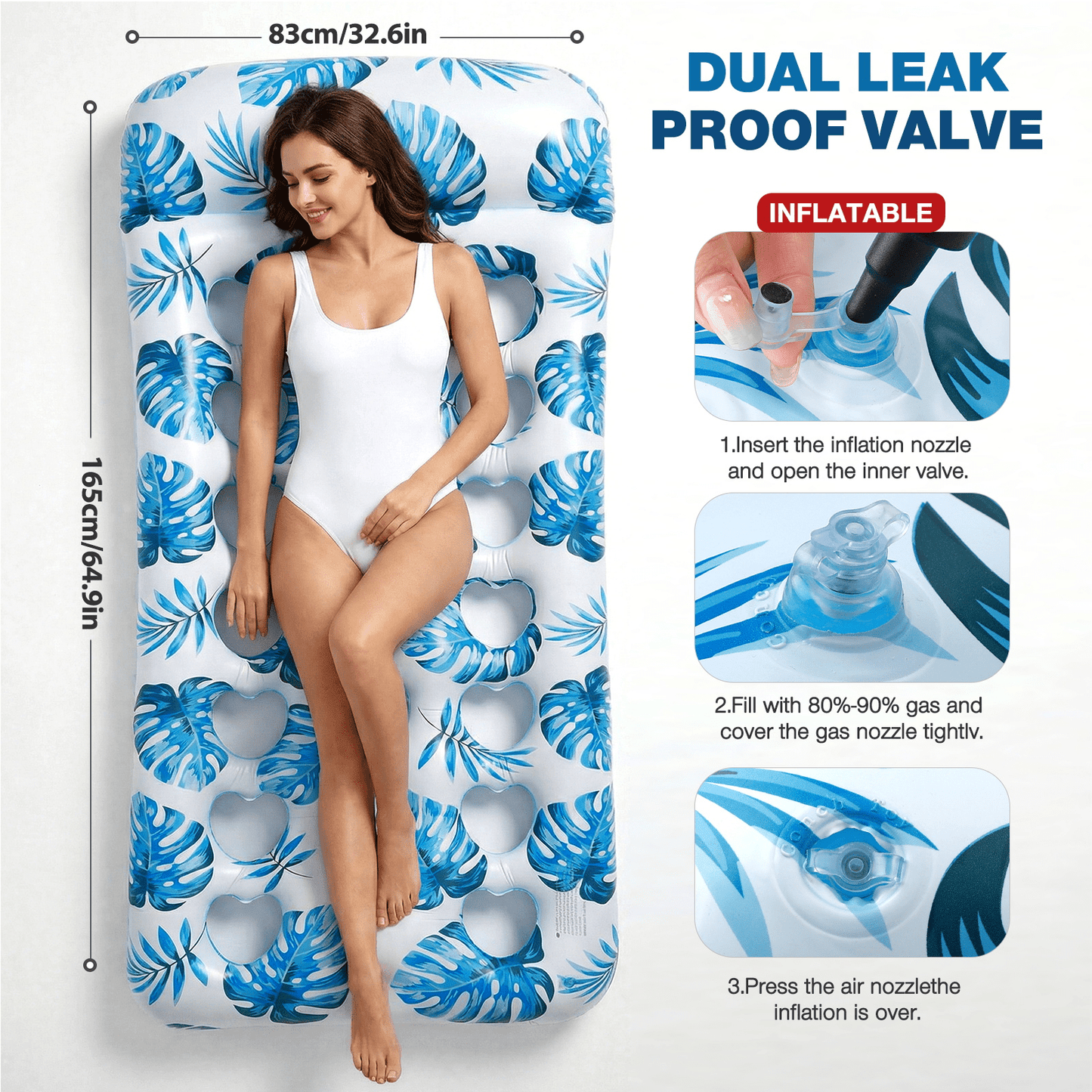 Livhil Inflatable Pool Floats Adult, Large Pool Float , Pool Lounger with Headrest, Pool Rafts, Tanning Pool for Swimming Pool Party