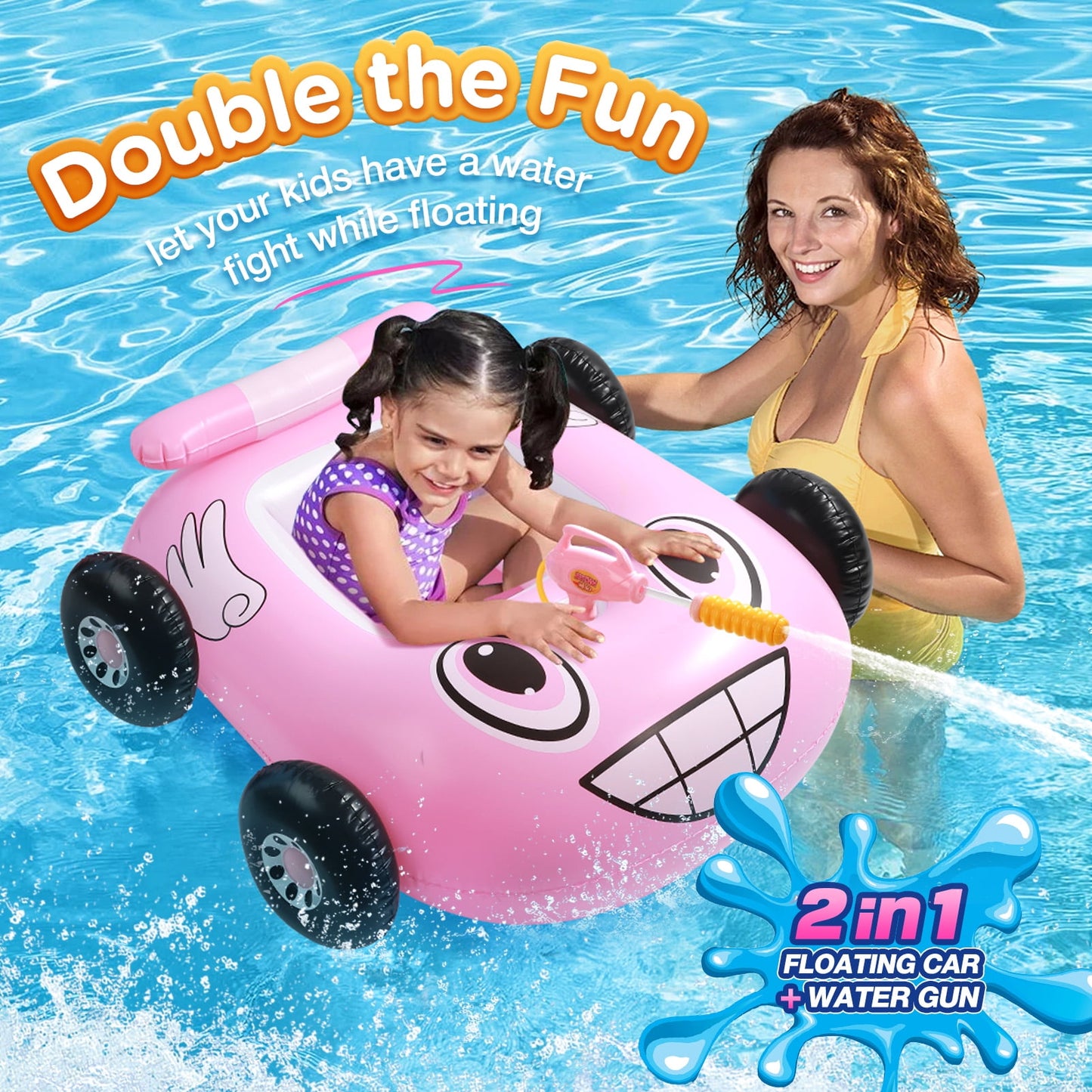 Livhil Swimming Pool Floats Kids 3-6 with Canopy, Tank Inflatable Pool Floats for Kids