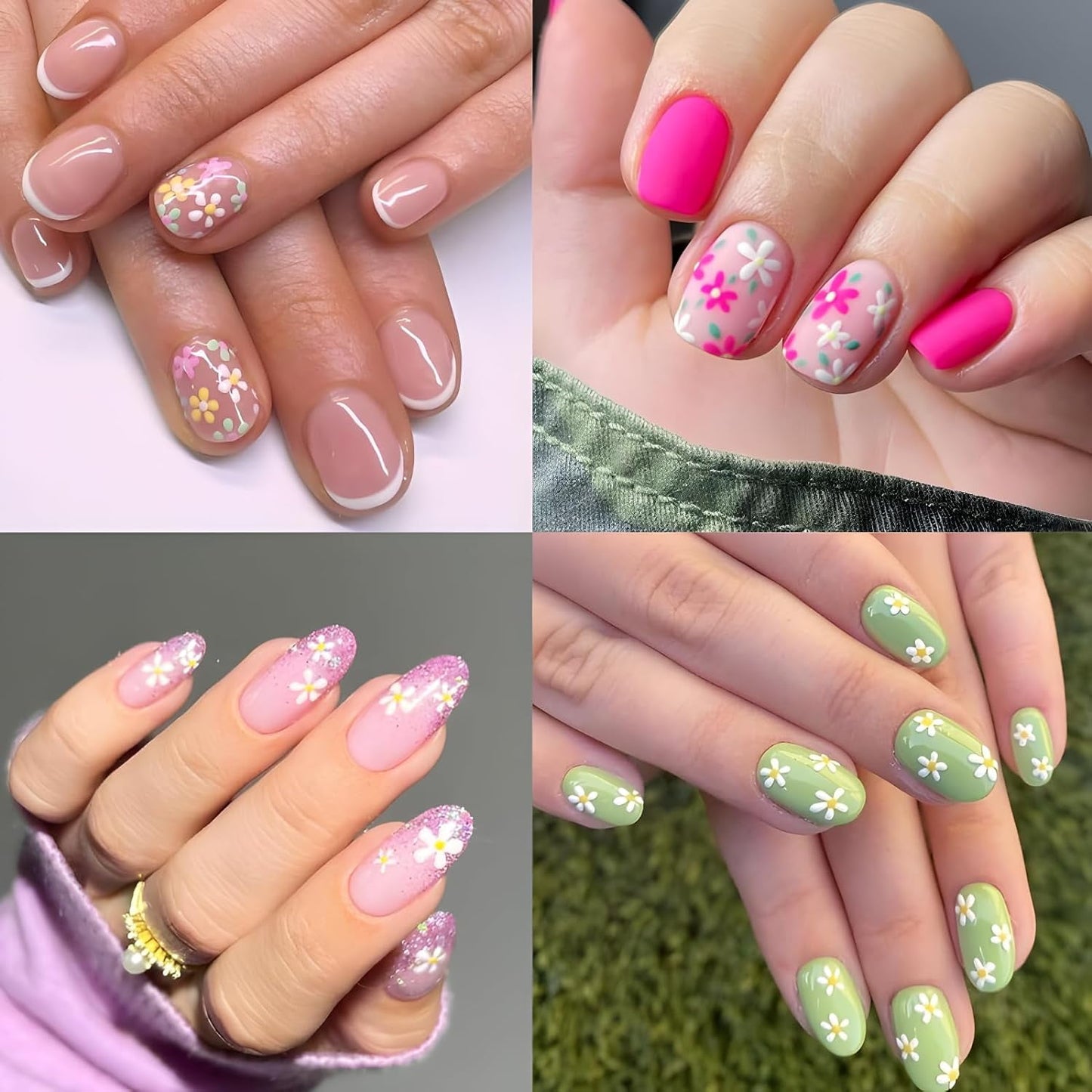 Livhil 30 Sheets Flower Nail Stickers Colorful Nail Decals Nail Stickers for Nail Art 3D Self Adhesive