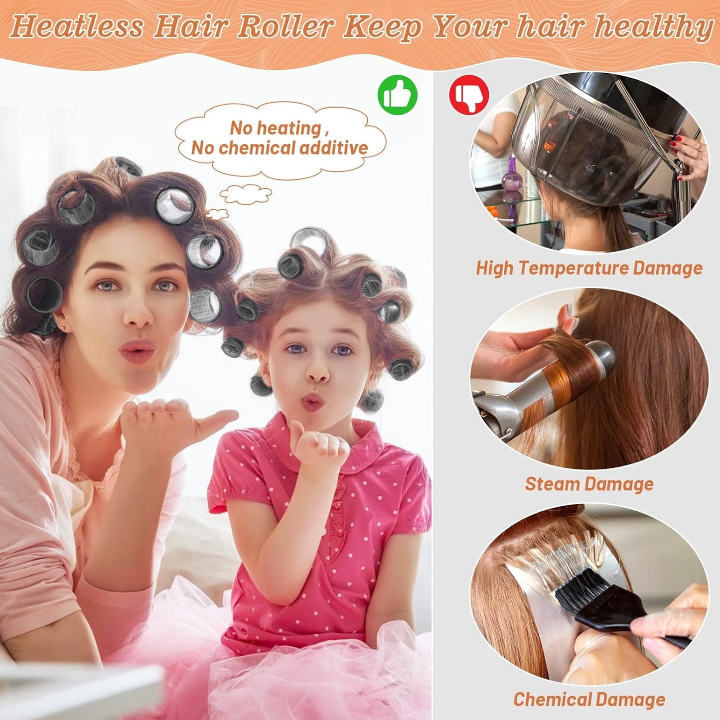 Livhil 24pcs Hair Rollers for Women Set, Reusable Velcro Rollers for Hair, Self Grip Rollers Hair Curlers, Heatless Curls