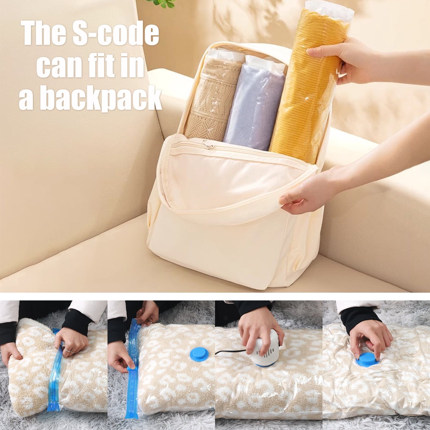 Livhil Combo Vacuum Storage Bags with Electric Pump, Reusable Travel Vacuum Storage Bags for Clothes Compression, Space Saver Travel Essentials