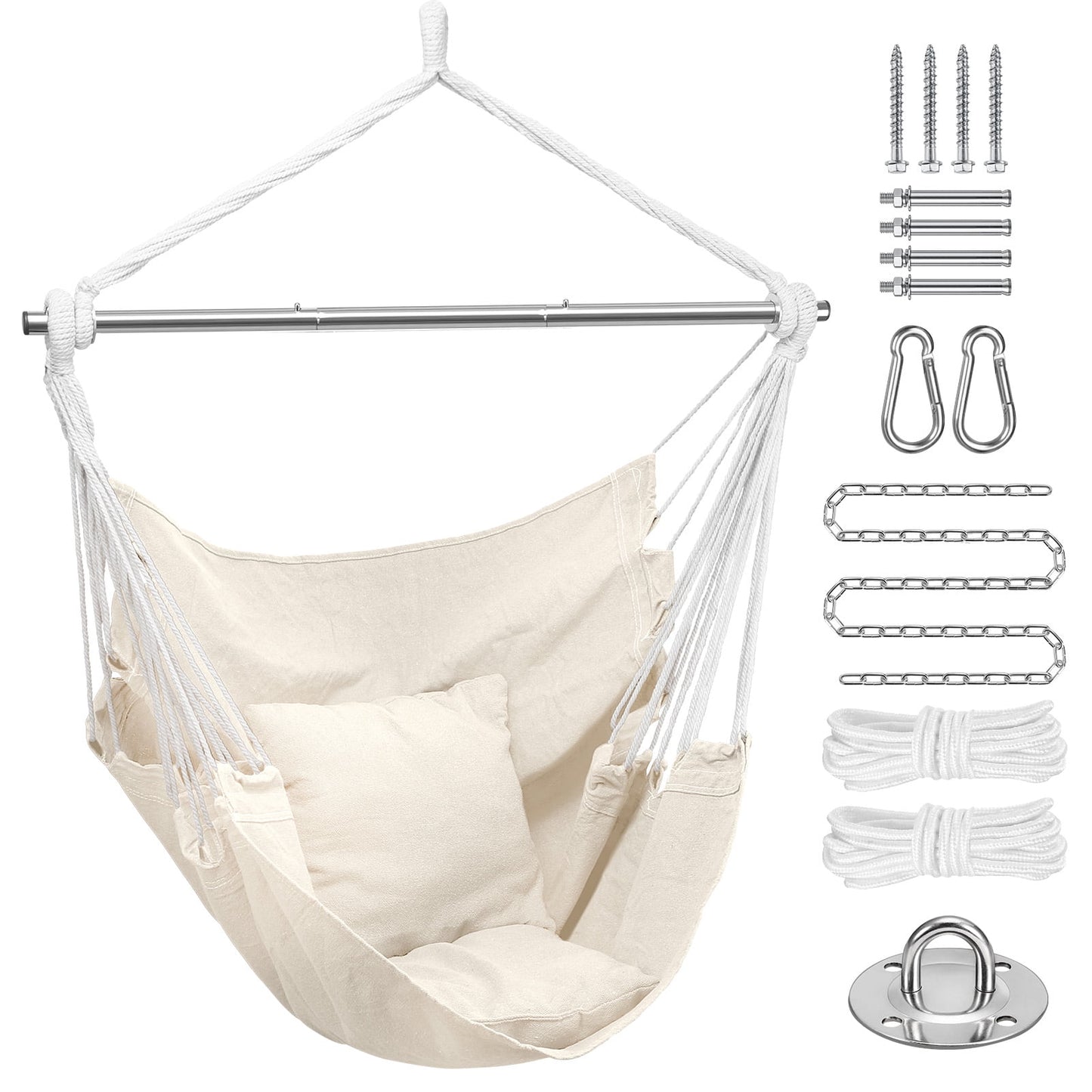 Livhil Hammock Chair Hanging Rope Swing, Outdoor Hanging Chair