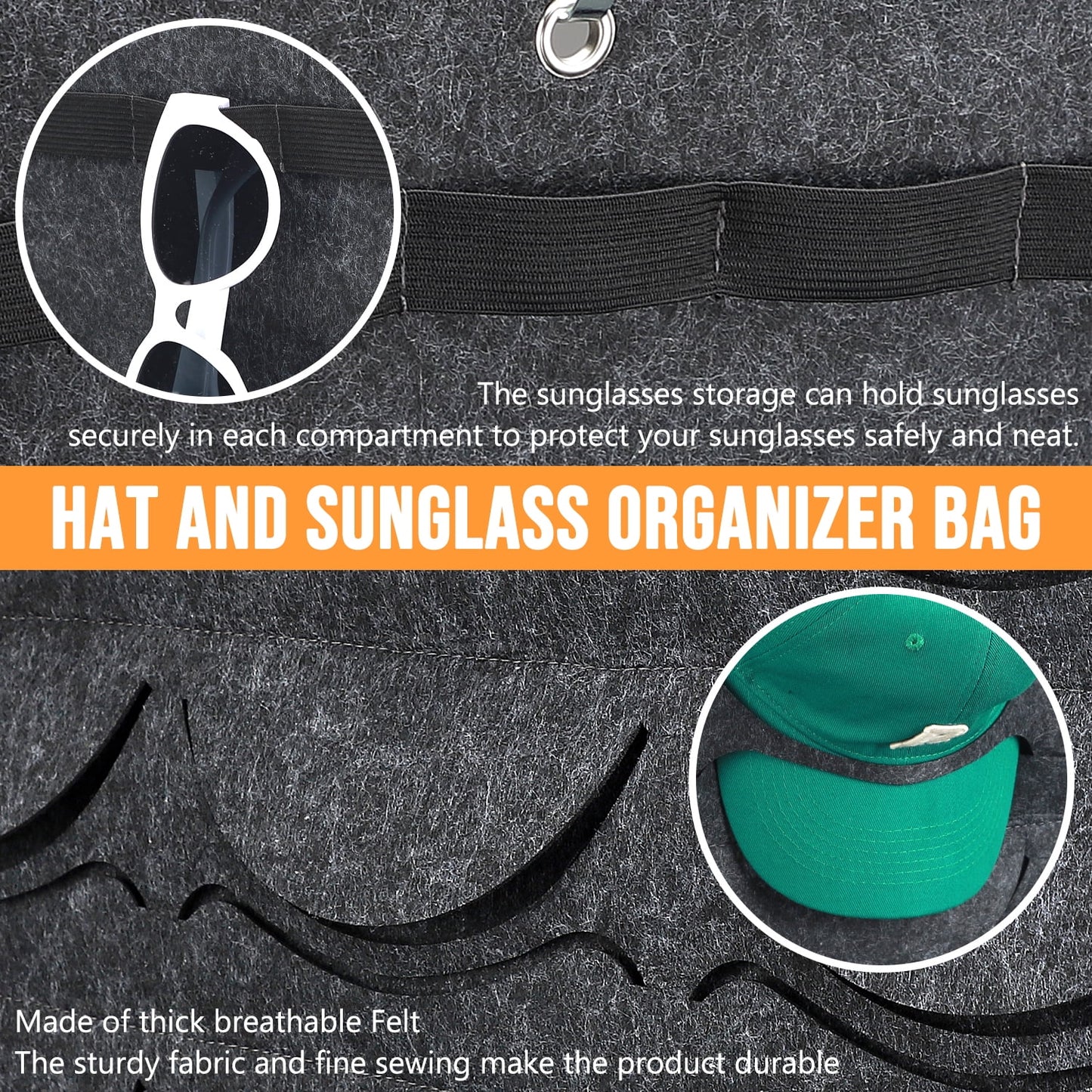 Livhil Over The Door Hat Organizer, Hat Storage for Baseball Cap with 24 Pockets, Visible Hat Holder for Hanging and Display Ball Cap Sunglass