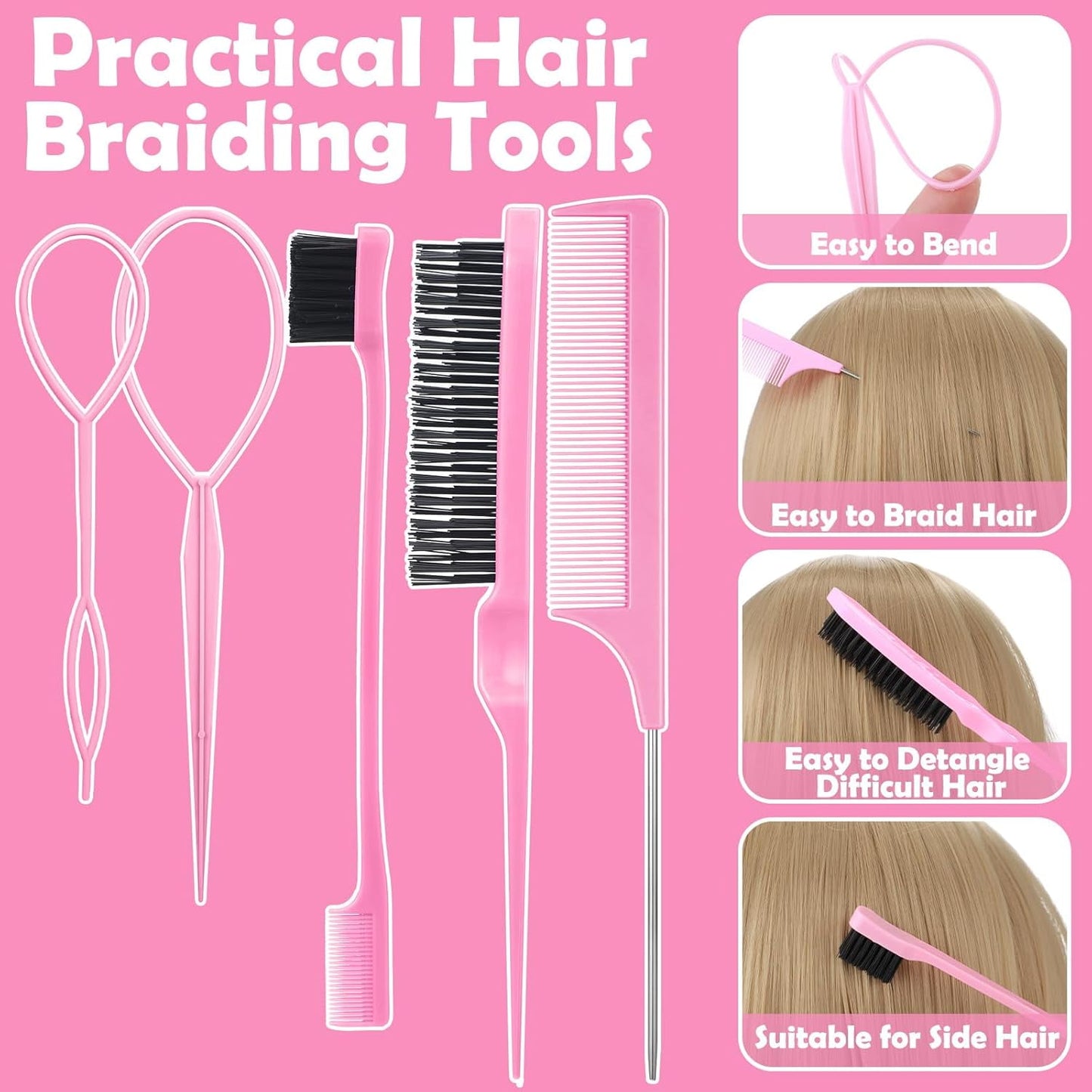 Livhil 24 Colors Hair Rubber Bands with Tail Hair Tools and Hair Clips, 1695 Pcs Elastic Small Hair Ties, Hair Accessories