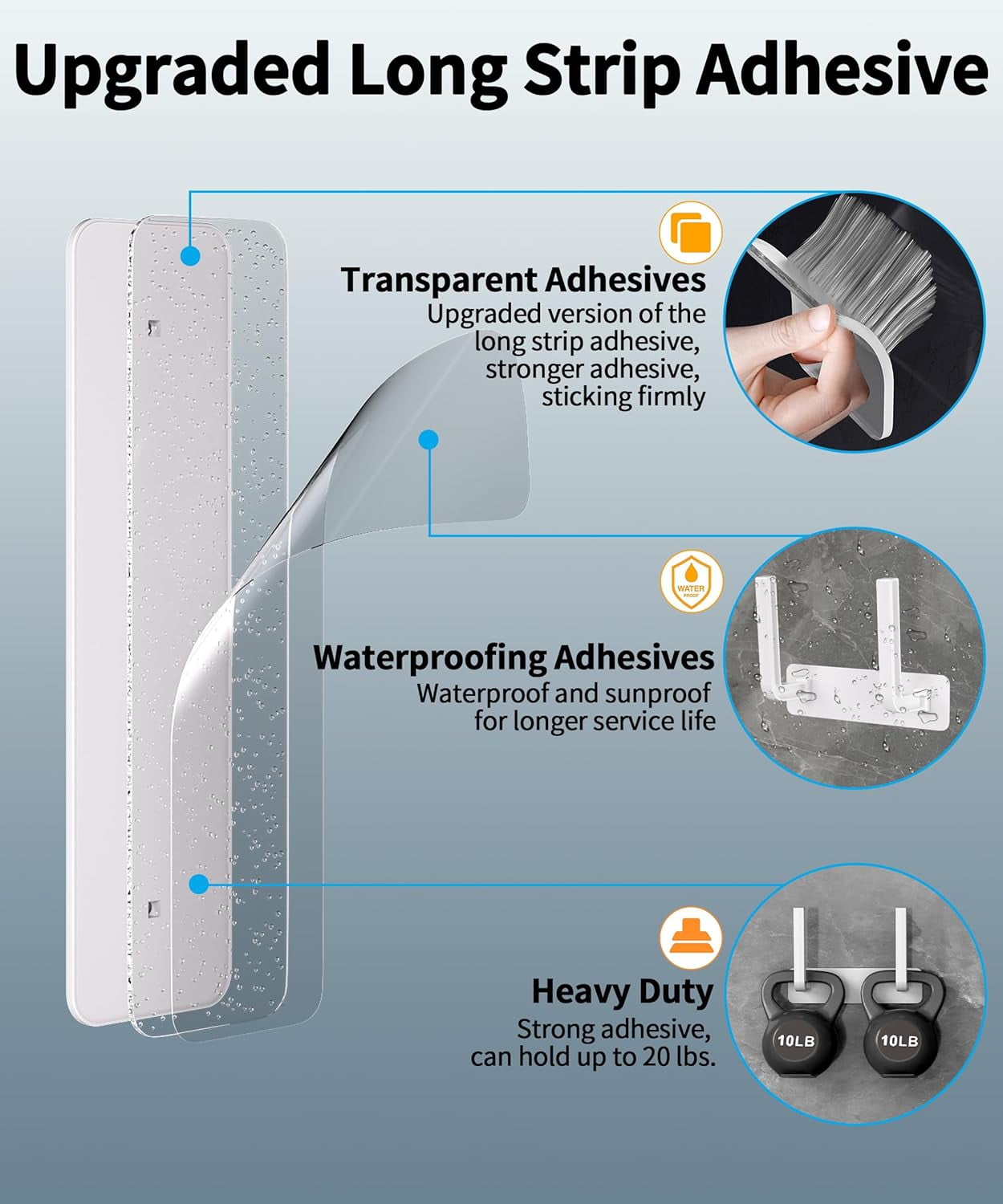 Livhil Hat Rack 2 Packs, Removable Long Row Hat Hooks for Wall, 2 Mounting Options Baseball Hat Organizer Holds 30 Hats