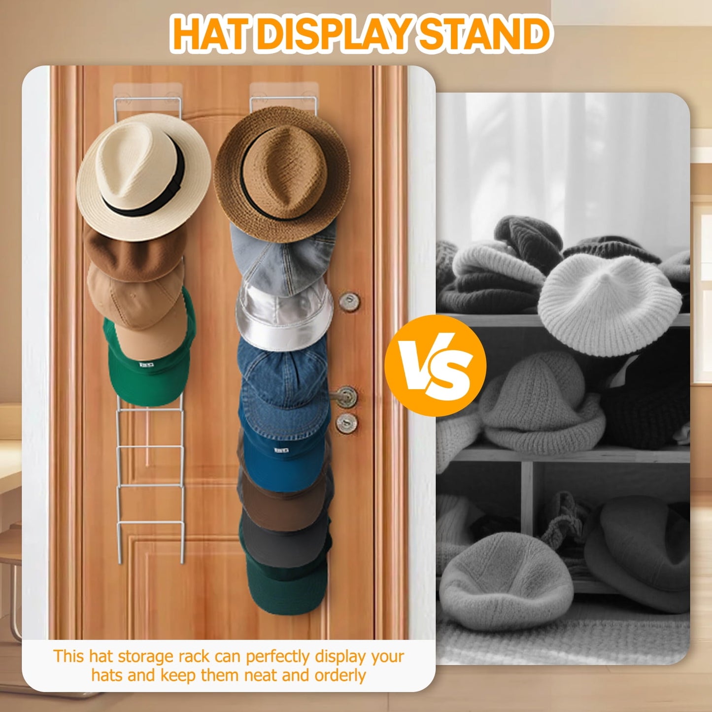 Livhil 12Pack Hat Holder Hat Hanger Hat Organizer Hat Rack for Wall, Door, Wig Holder