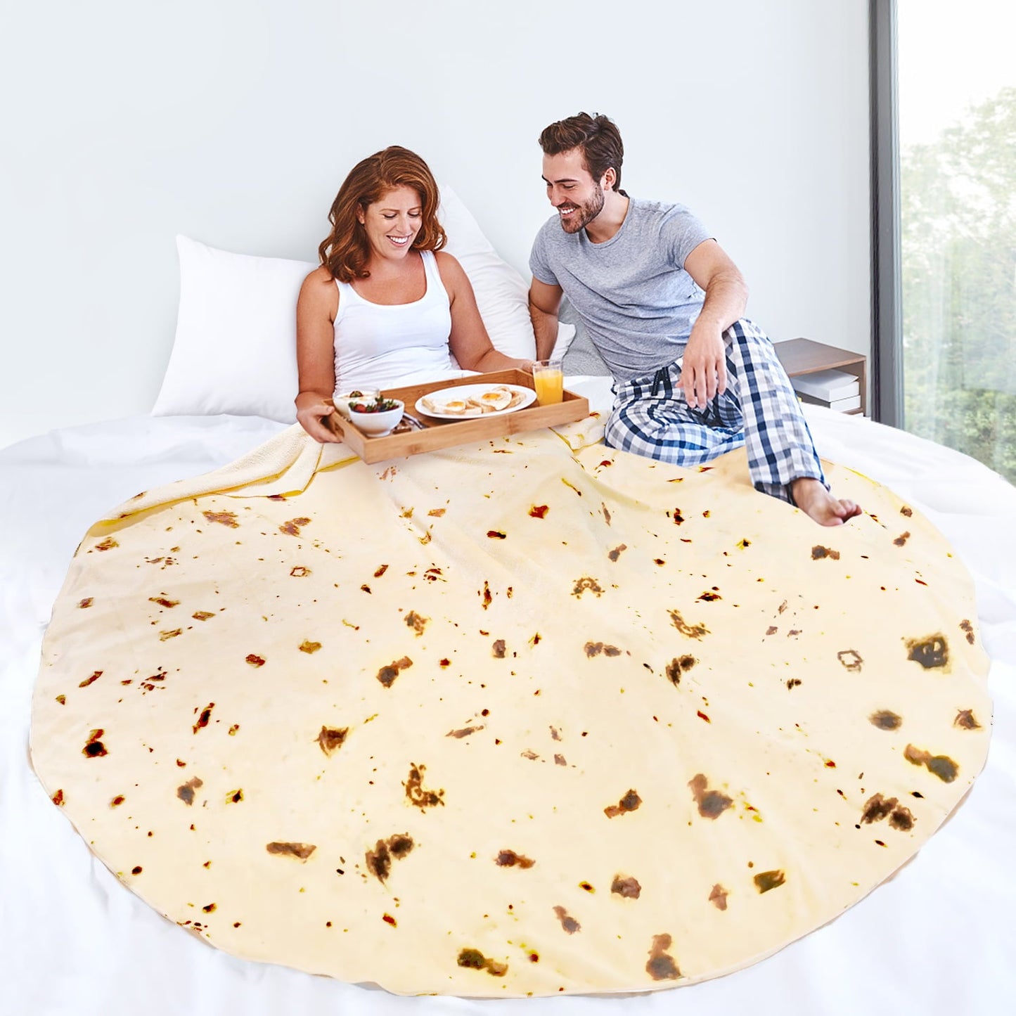 Livhil Giant Tortilla Blanket 71 inch Double Sided, Tortilla Blanket Adult Size Funny Blankets Food Blankets