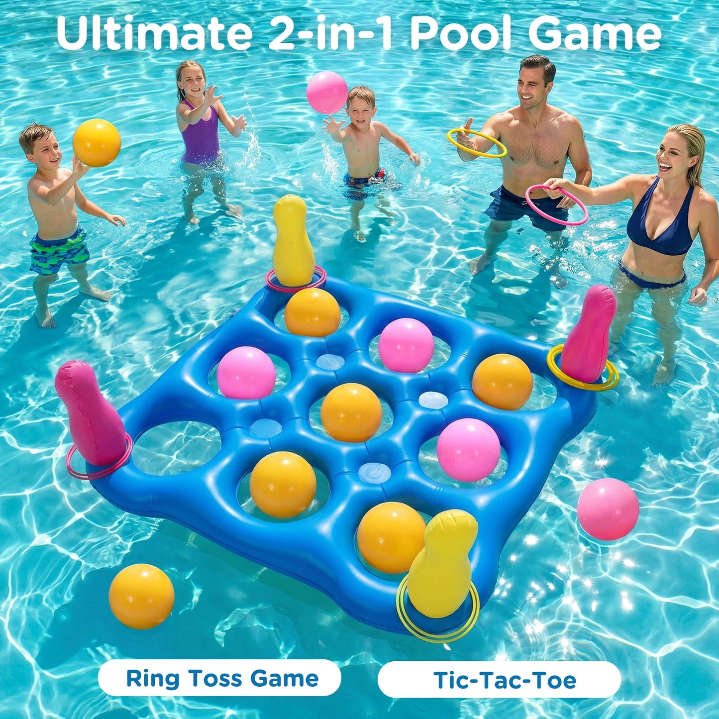 Livhil Pool Games Inflatable Pool Toys Tic Tac Toe Game