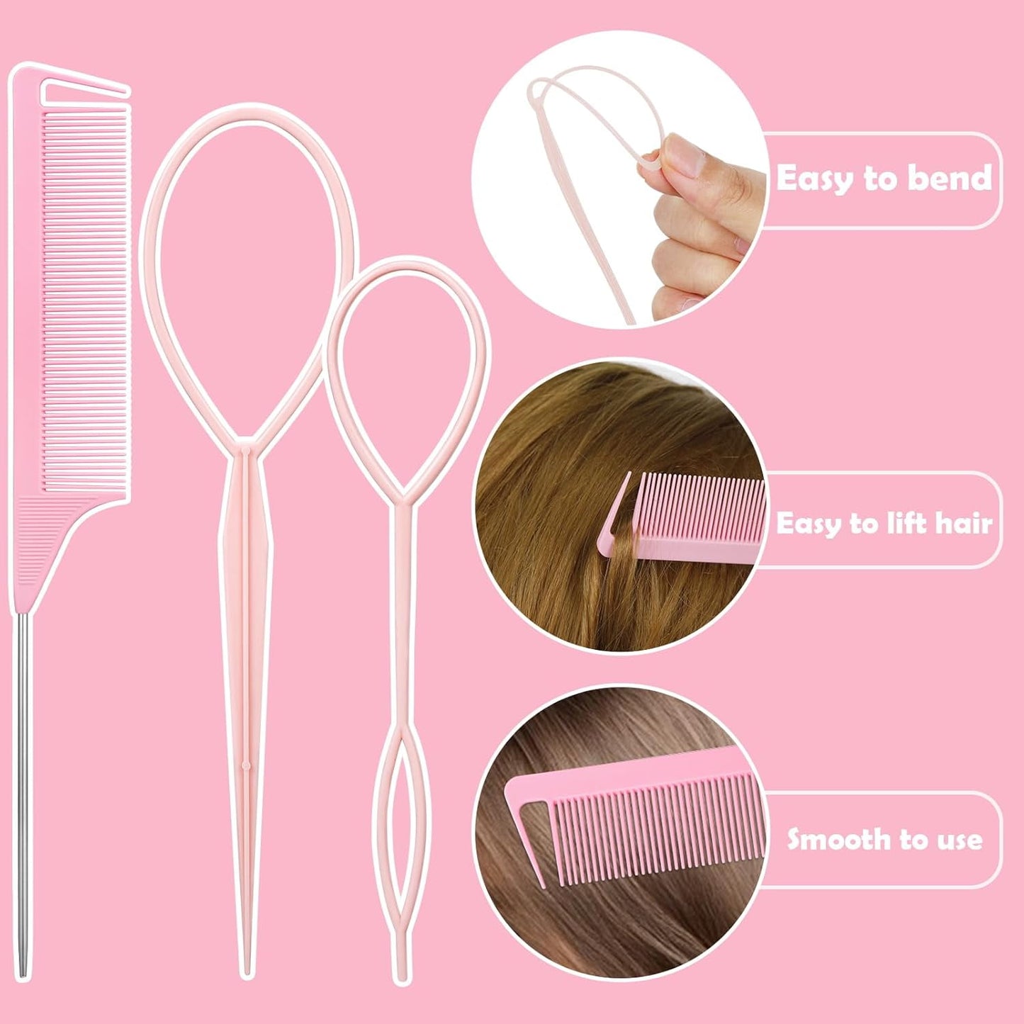 Livhil 24 Colors Hair Rubber Bands with Tail Hair Tools and Hair Clips, 1695 Pcs Elastic Small Hair Ties, Hair Accessories