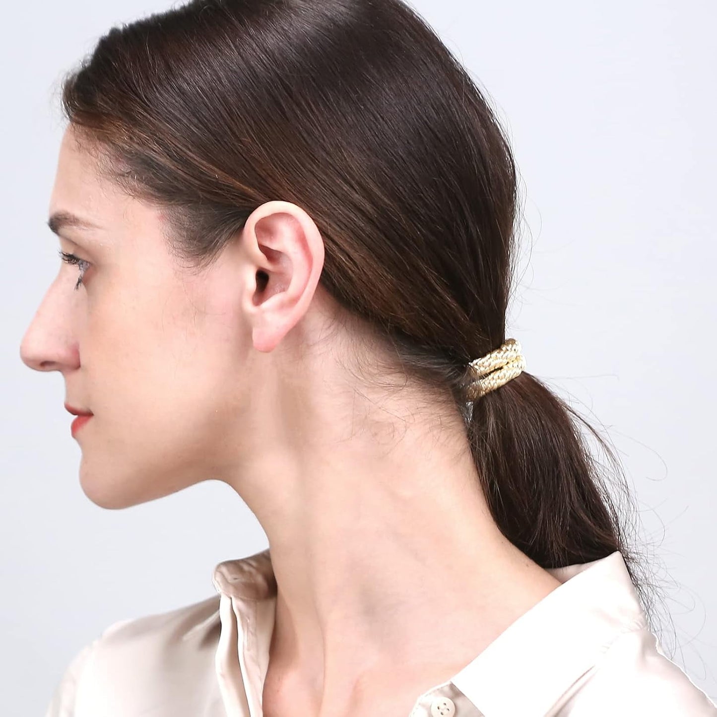 Livhil 30 Pcs Hair Ties No Damage No Crease Hair Elastics, Hair Ties for Women Girls, Elastics Hair Bands Ponytail Holders for Thick Hair (Black/Brown/White/Beige/Coffee)