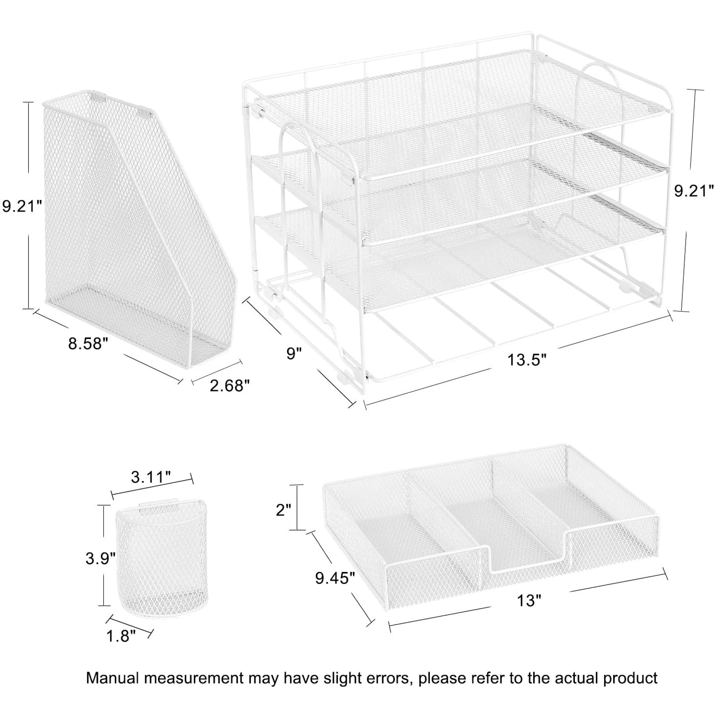 Livhil Desk Organizer Office Accessories, 4-Tier Desk Organizers and Storage & Workspace with Drawer and 2 Pen Holder for Office Supplies (Black)