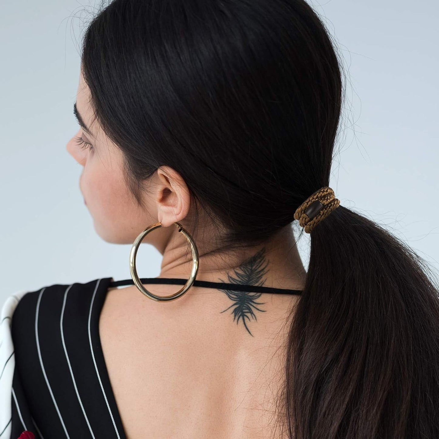 Livhil 30 Pcs Hair Ties No Damage No Crease Hair Elastics, Hair Ties for Women Girls, Elastics Hair Bands Ponytail Holders for Thick Hair (Black/Brown/White/Beige/Coffee)