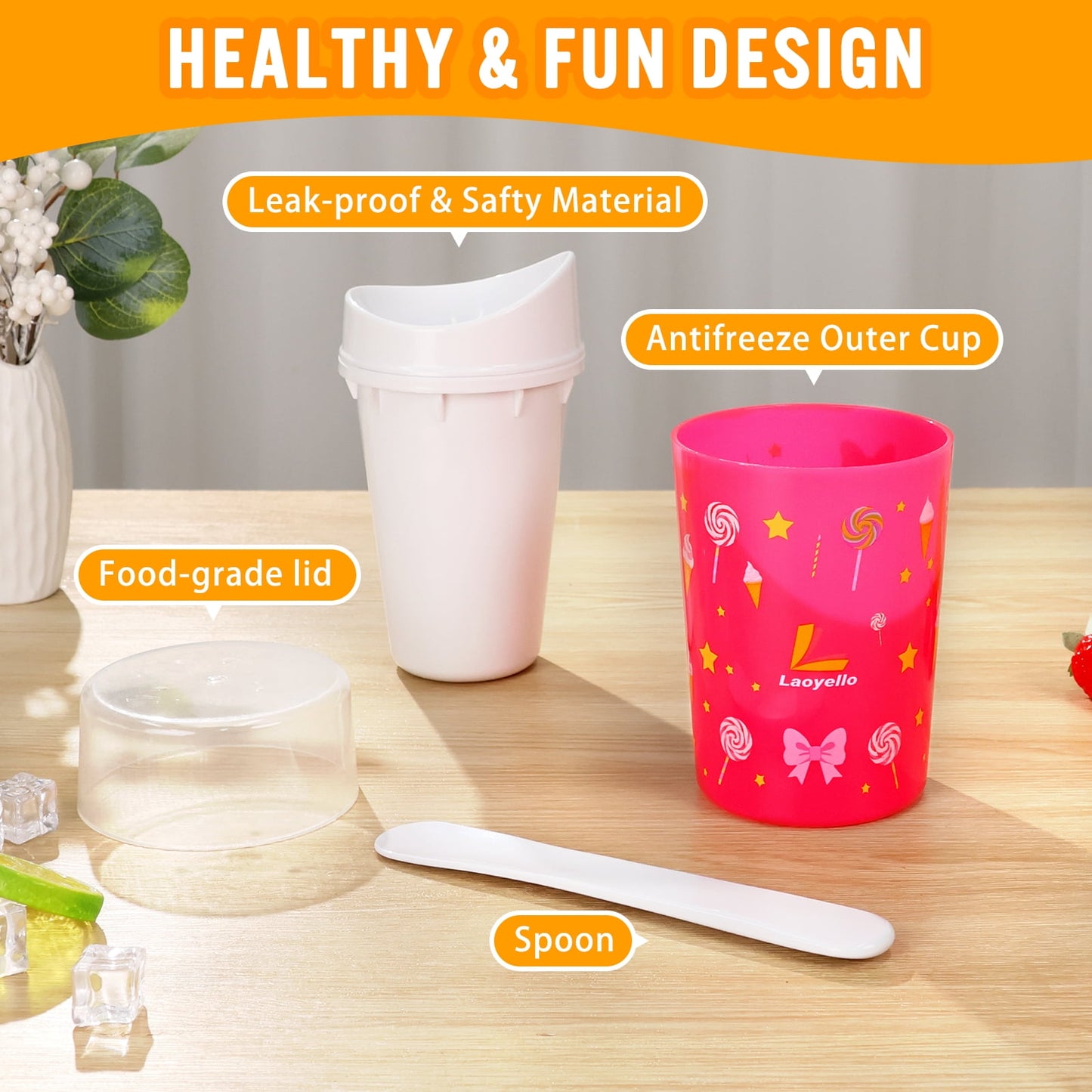 Livhil Slushy Cup, Quick Frozen Slushie Cup Maker , Magic Squeeze Cup Turn Any Drink into Slushy, DIY Smoothie Cup(Blue)